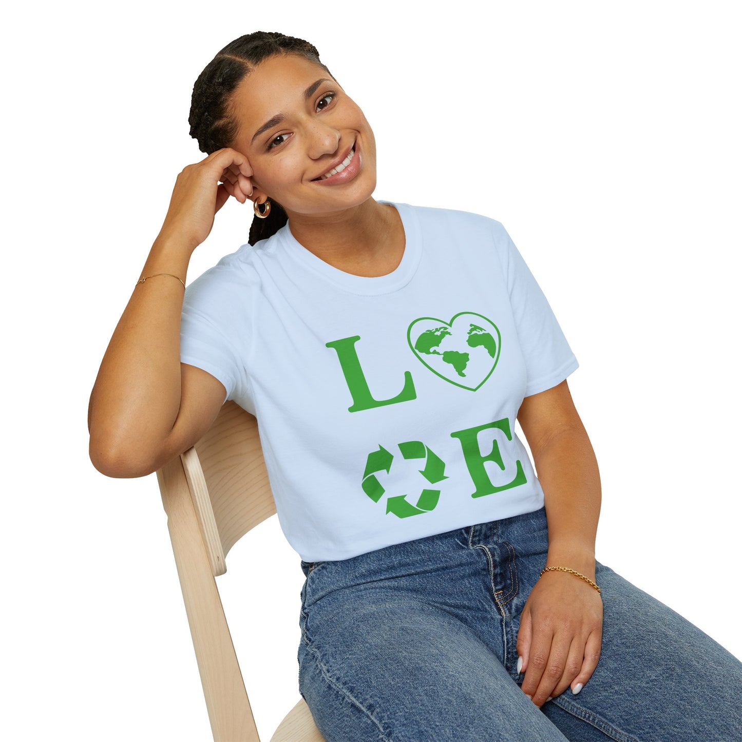 Eco-Friendly Love T-Shirt | Unisex Softstyle Tee with Heart and Recycling Design