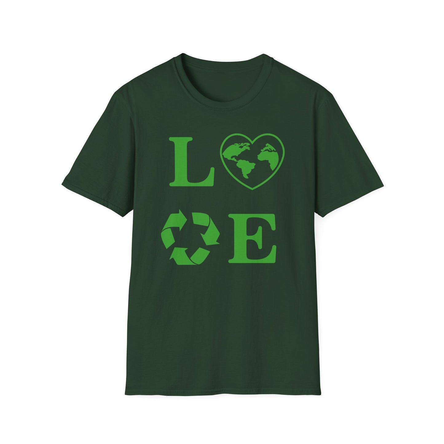 Eco-Friendly Love T-Shirt | Unisex Softstyle Tee with Heart and Recycling Design