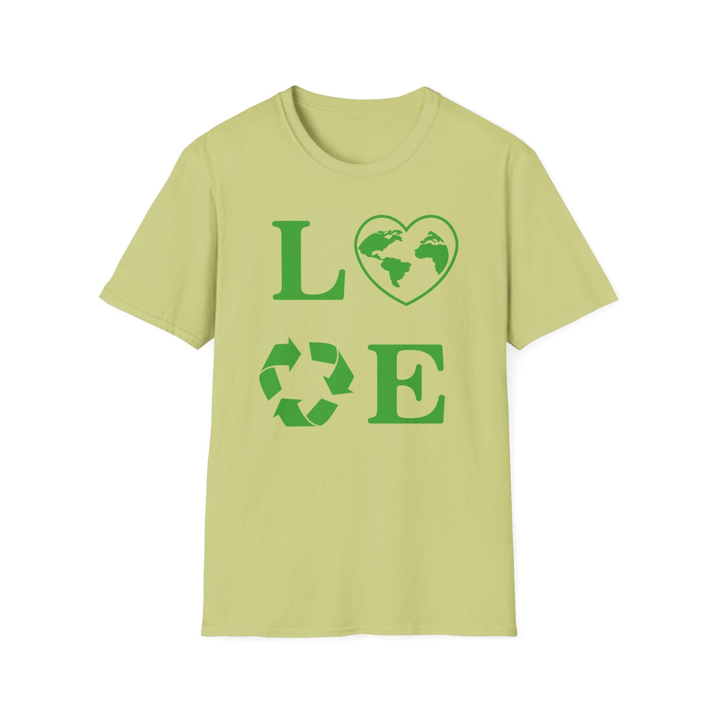 Eco-Friendly Love T-Shirt | Unisex Softstyle Tee with Heart and Recycling Design