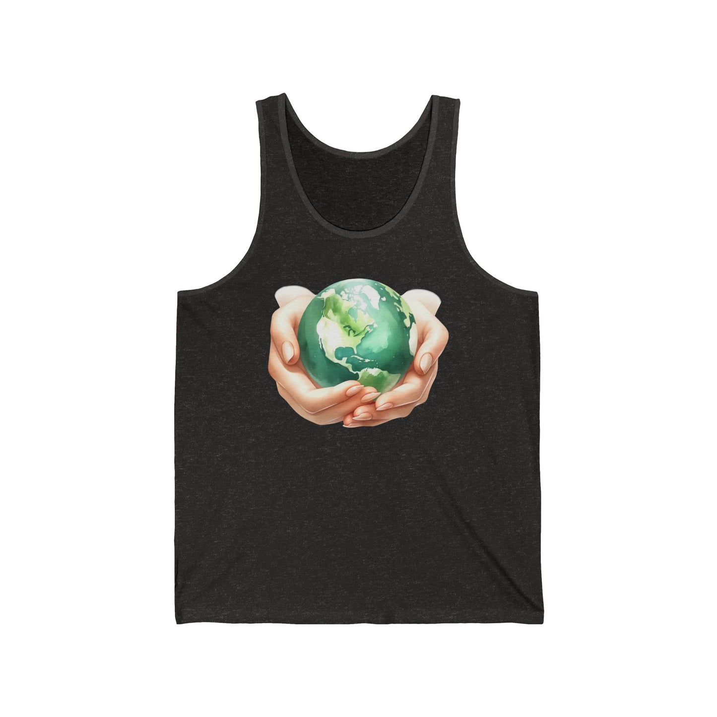 Unisex Jersey Tank with Earth Graphic - Eco-Friendly Apparel for Nature Lovers