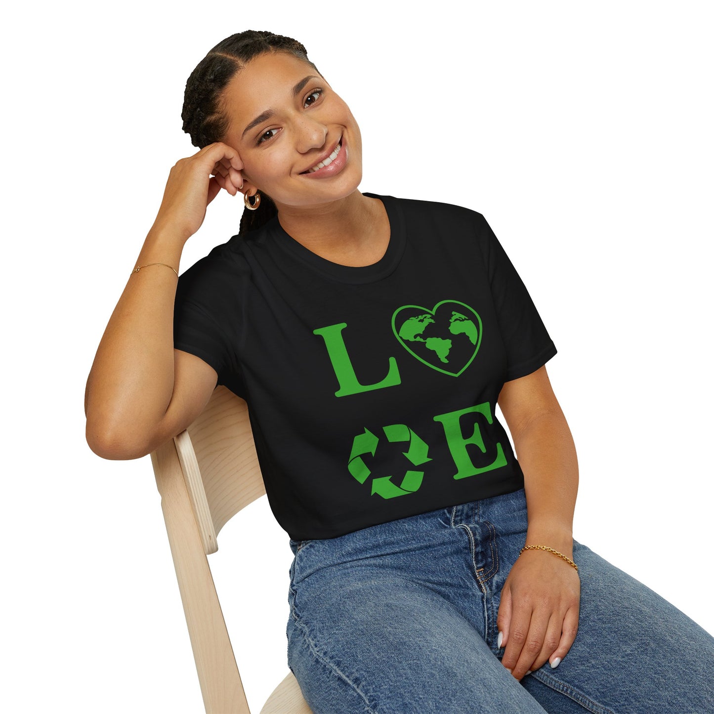 Eco-Friendly Love T-Shirt | Unisex Softstyle Tee with Heart and Recycling Design