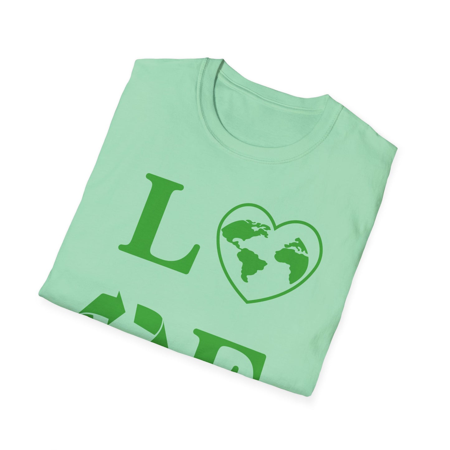 Eco-Friendly Love T-Shirt | Unisex Softstyle Tee with Heart and Recycling Design