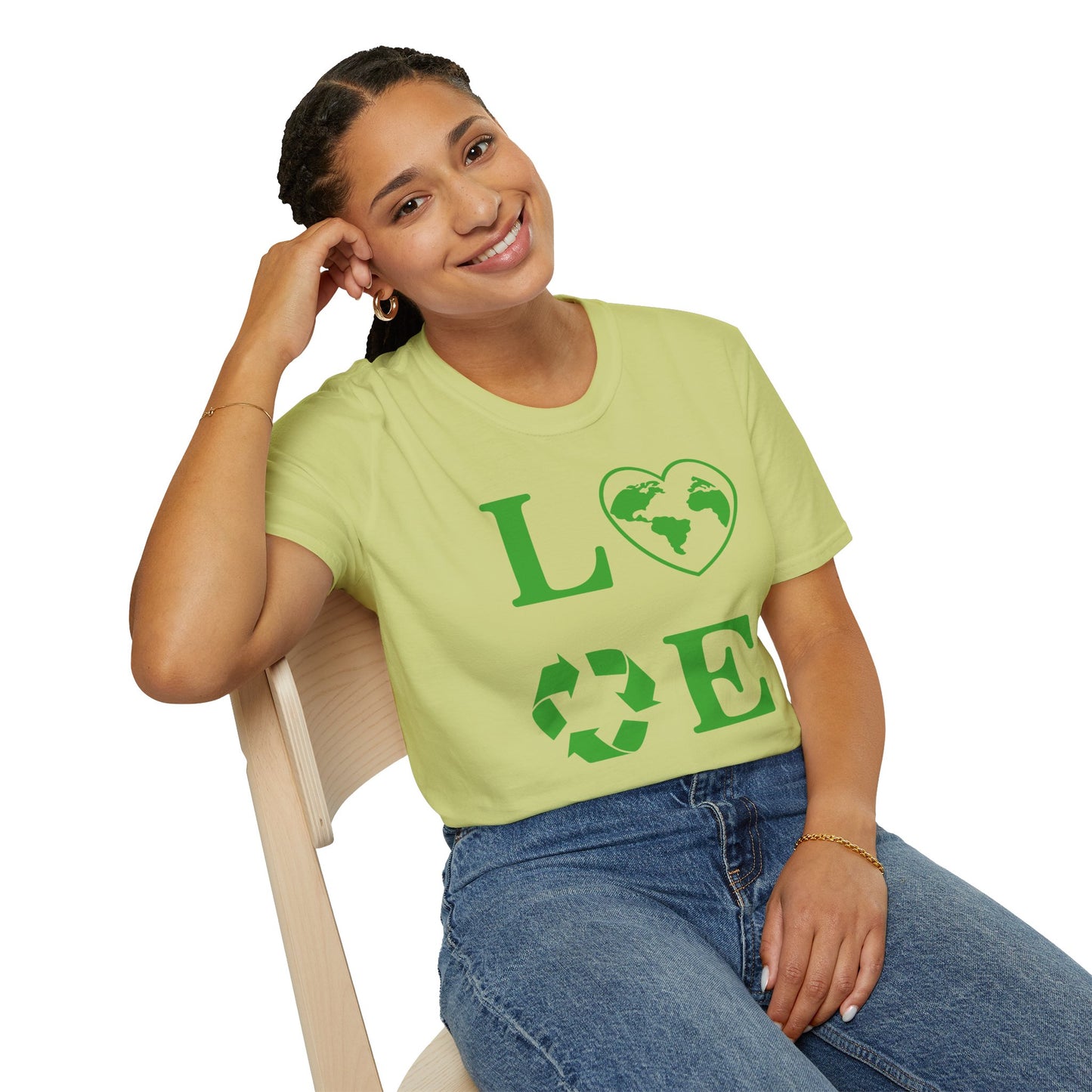 Eco-Friendly Love T-Shirt | Unisex Softstyle Tee with Heart and Recycling Design
