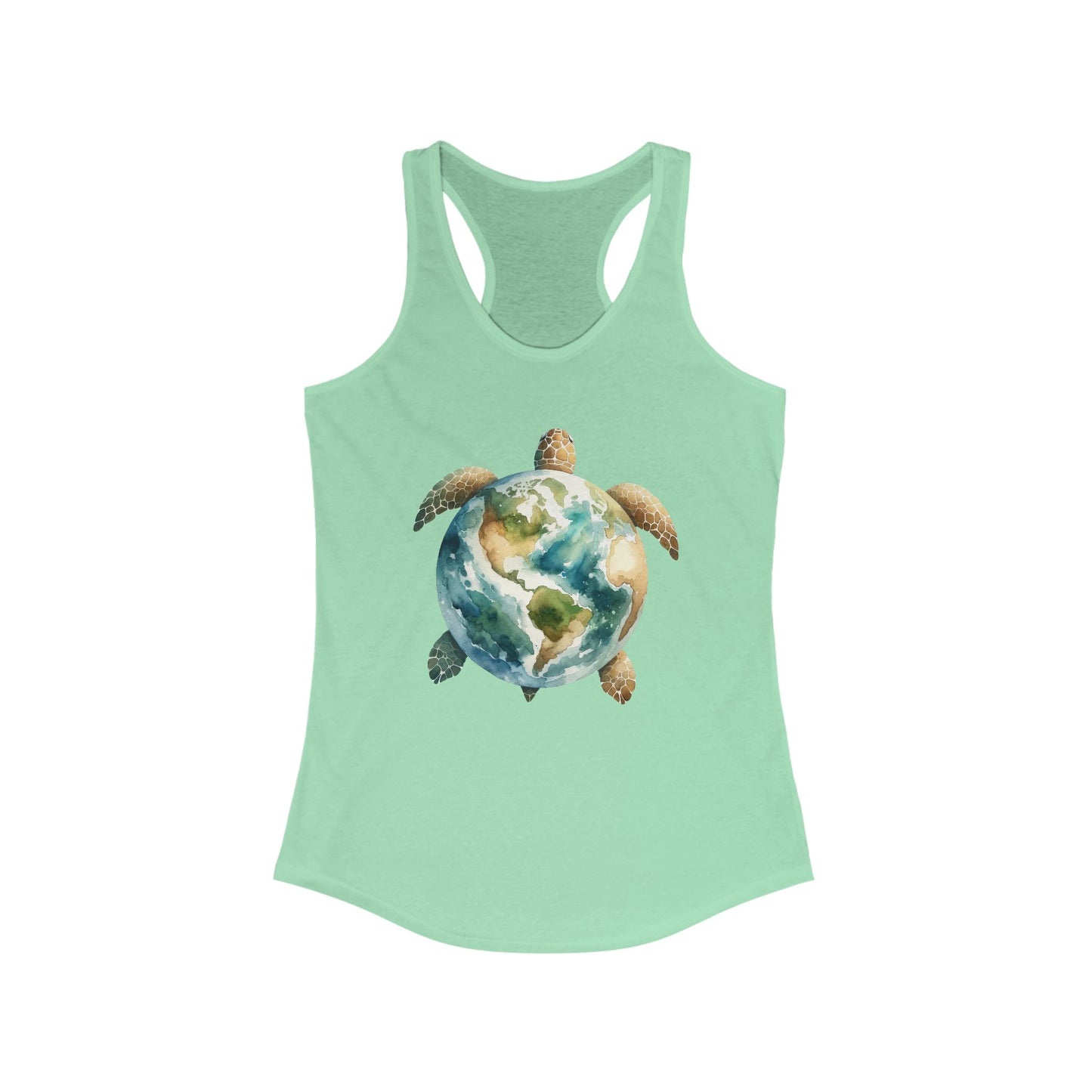 Eco-Friendly Turtle Graphic Women's Racerback Tank Top