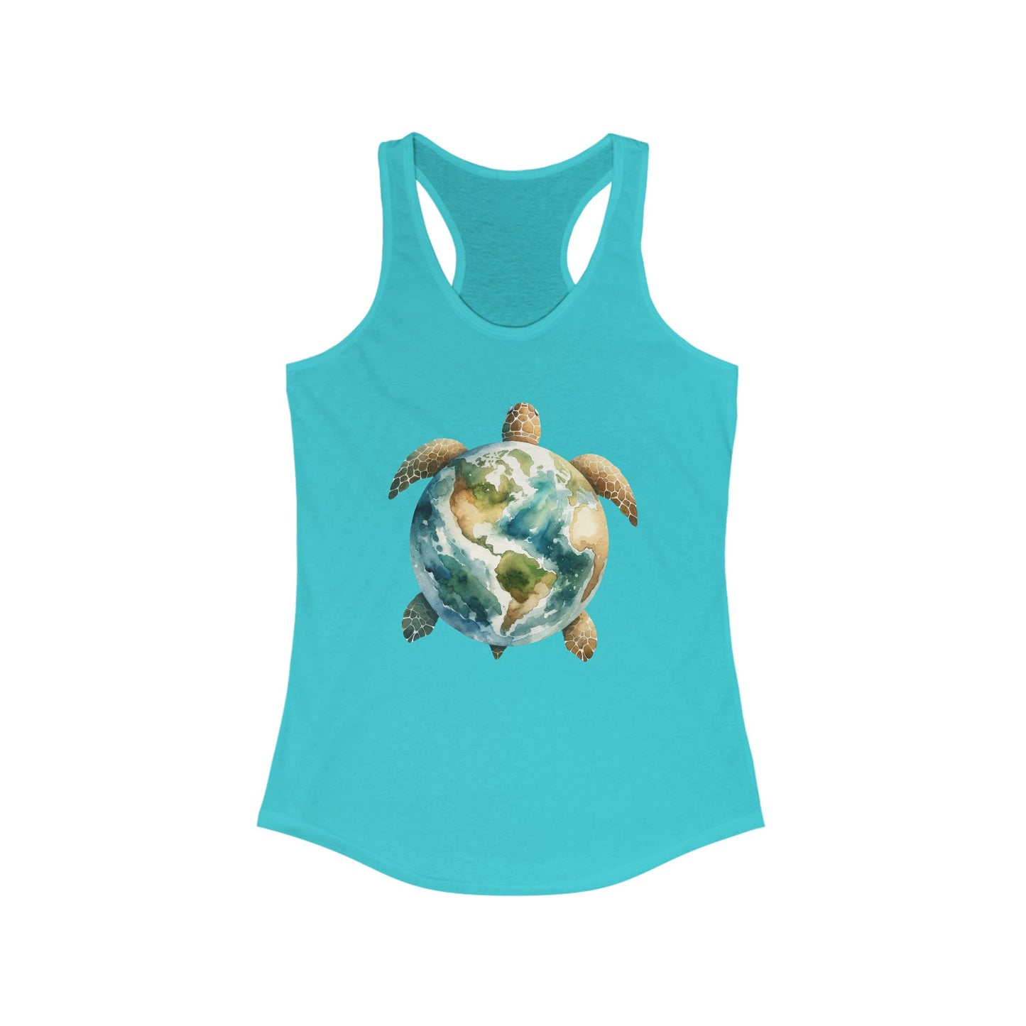 Eco-Friendly Turtle Graphic Women's Racerback Tank Top