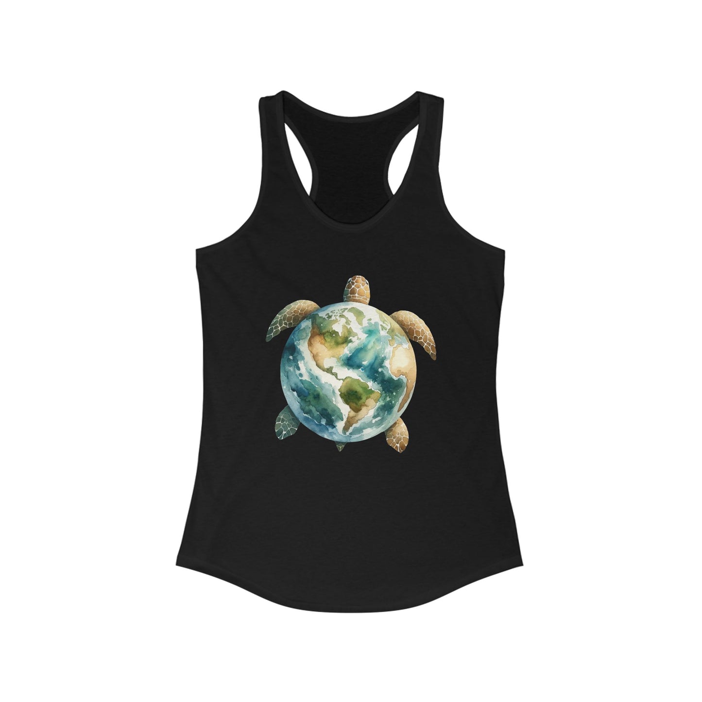 Eco-Friendly Turtle Graphic Women's Racerback Tank Top