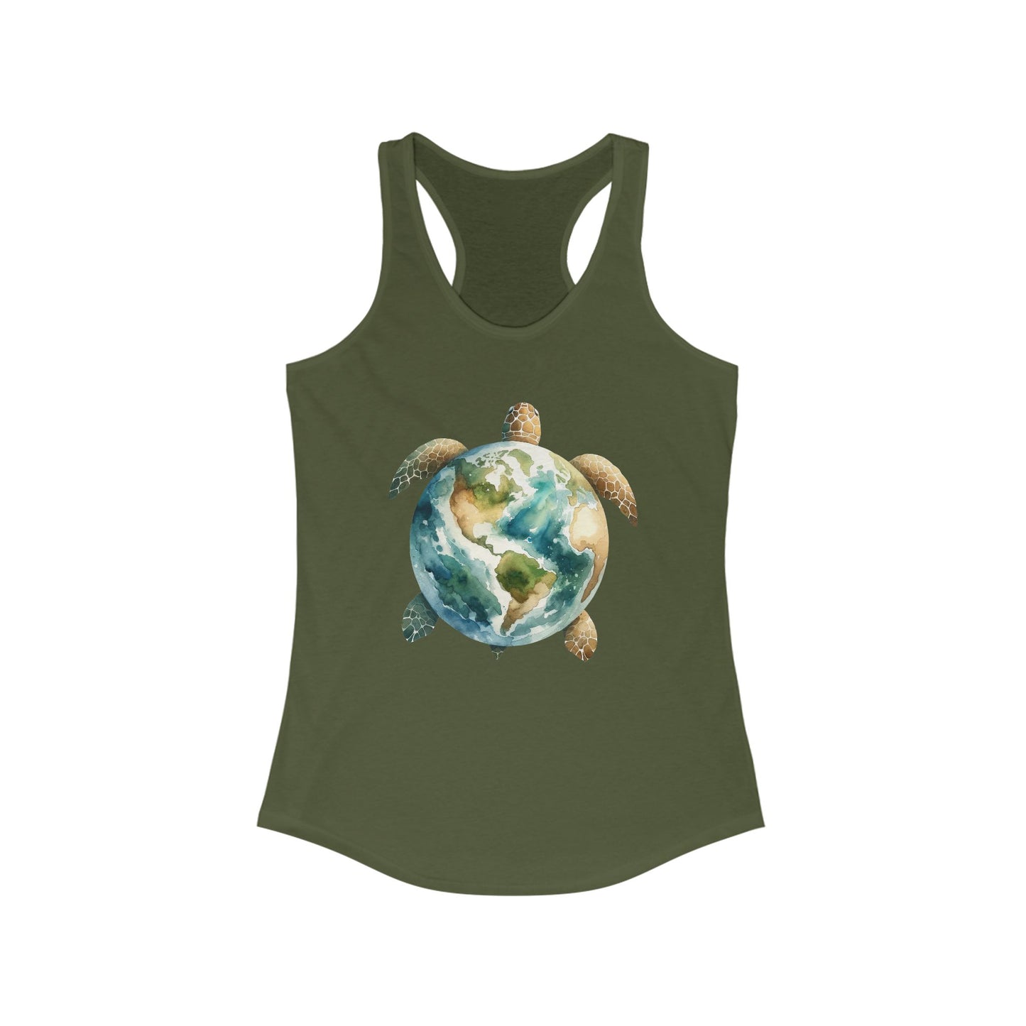 Eco-Friendly Turtle Graphic Women's Racerback Tank Top