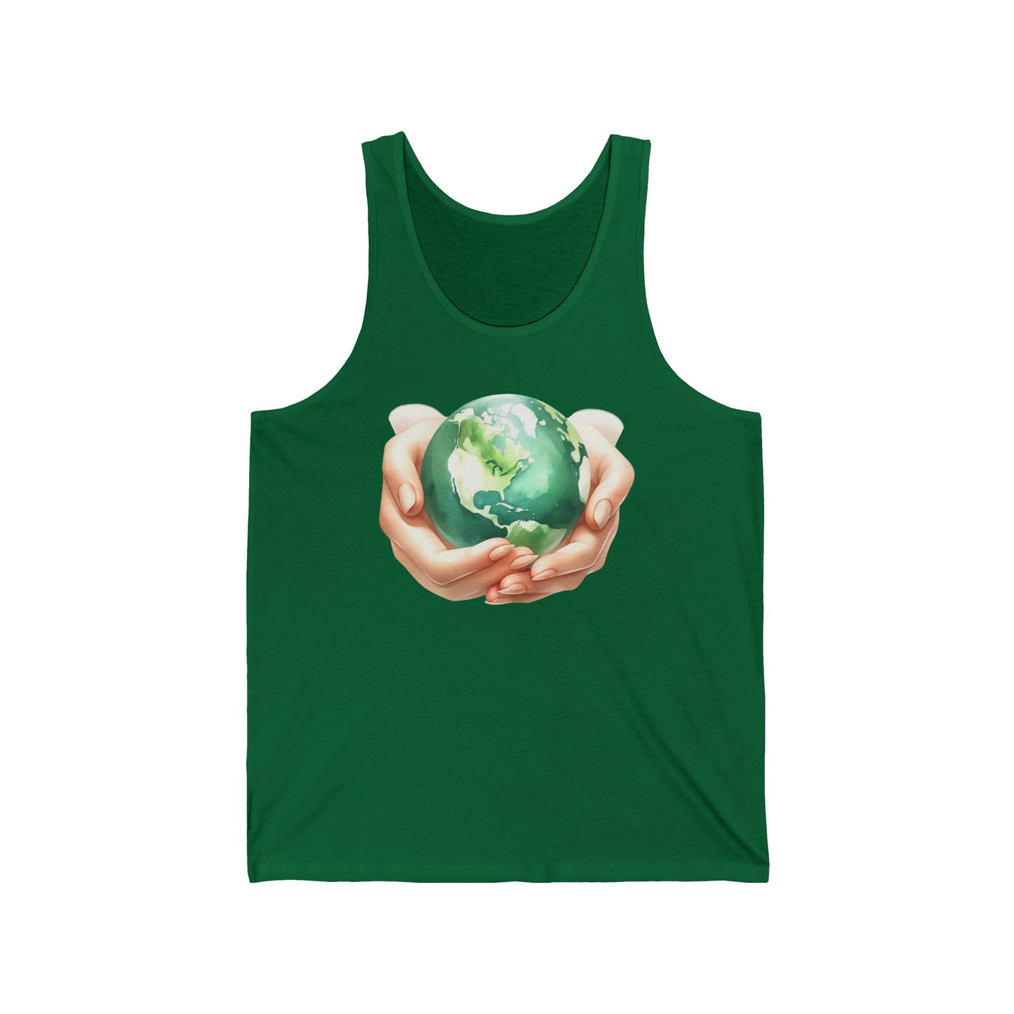 Unisex Jersey Tank with Earth Graphic - Eco-Friendly Apparel for Nature Lovers