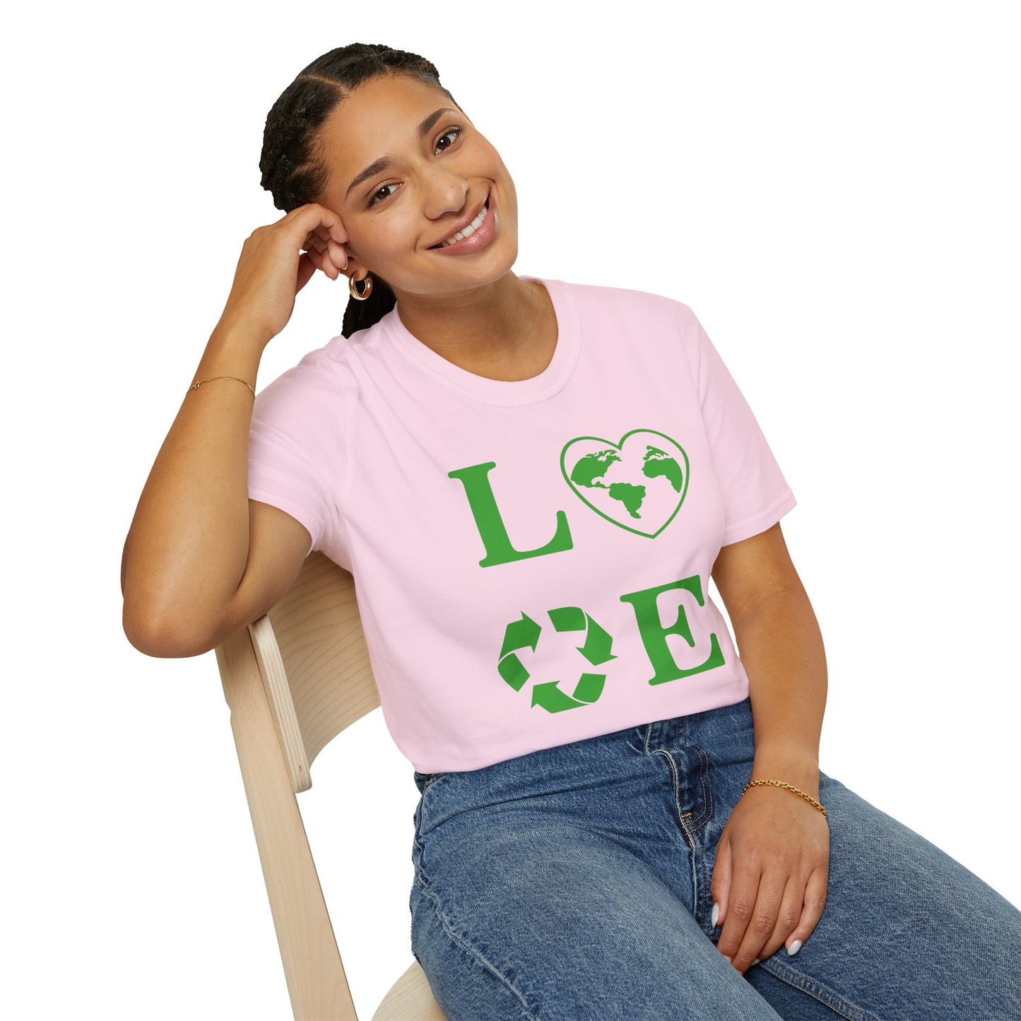 Eco-Friendly Love T-Shirt | Unisex Softstyle Tee with Heart and Recycling Design