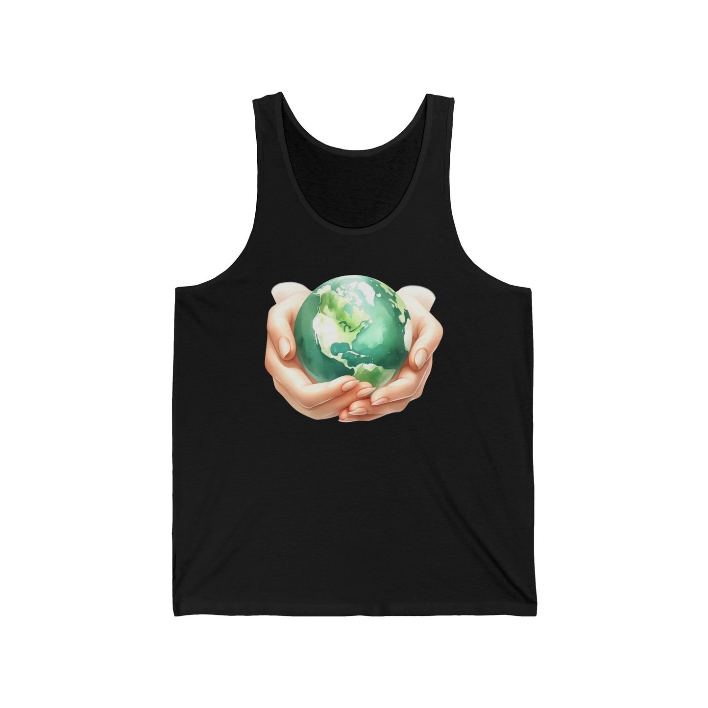 Unisex Jersey Tank with Earth Graphic - Eco-Friendly Apparel for Nature Lovers