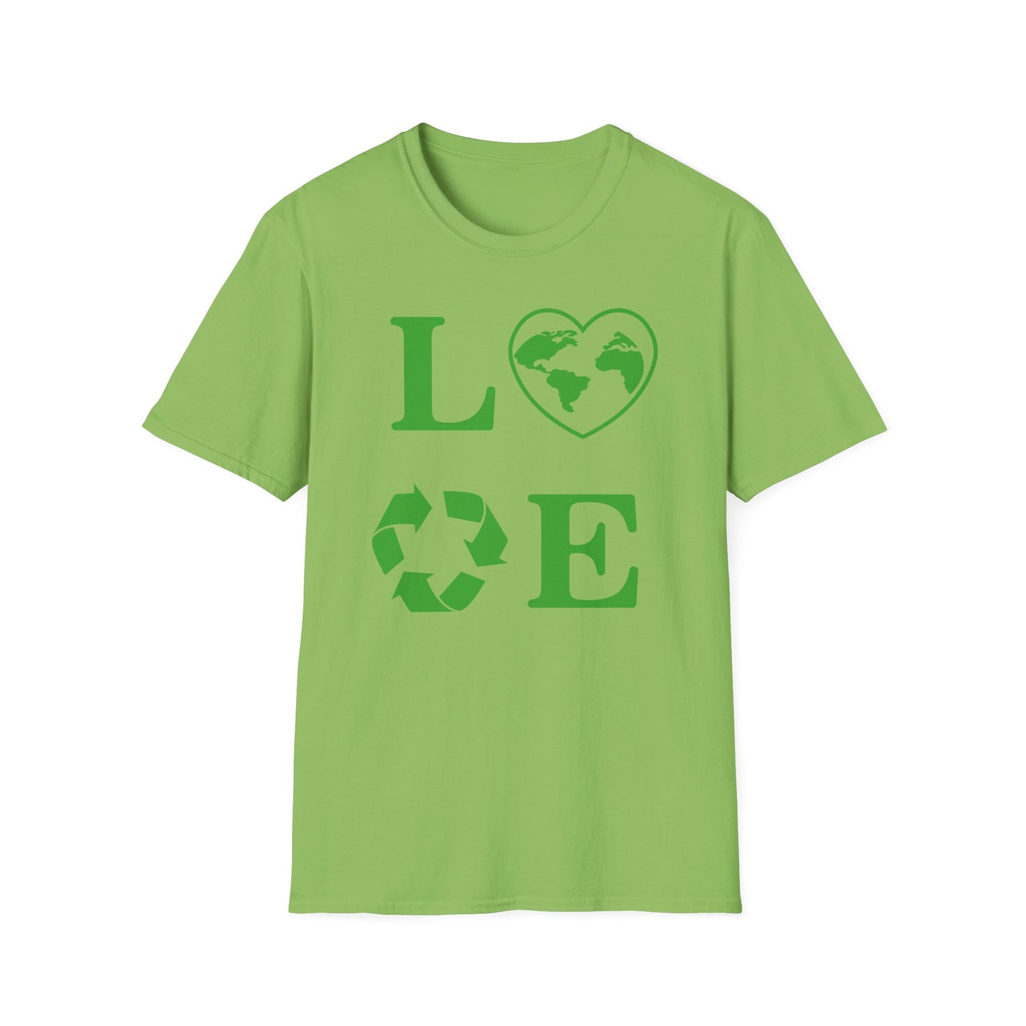 Eco-Friendly Love T-Shirt | Unisex Softstyle Tee with Heart and Recycling Design