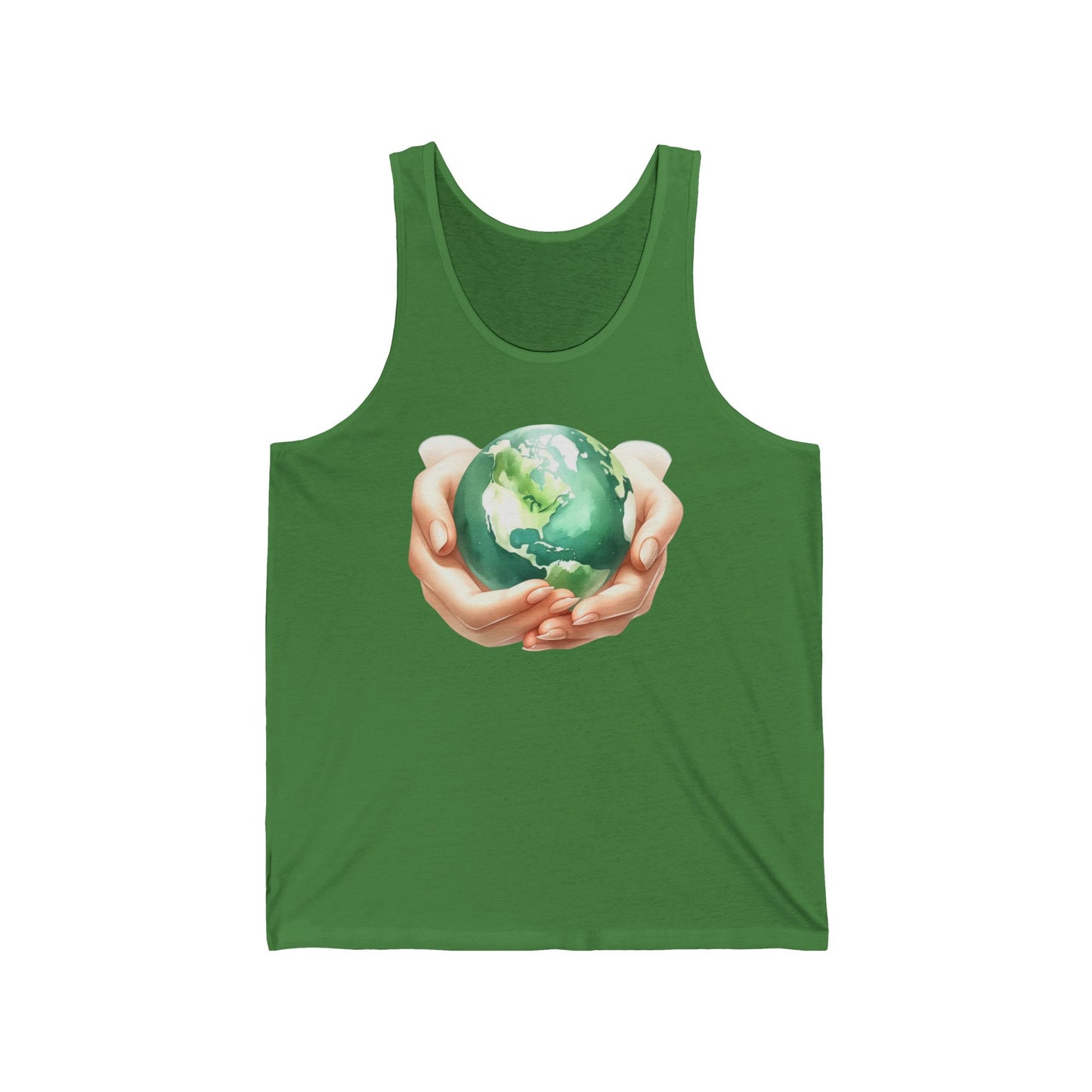 Unisex Jersey Tank with Earth Graphic - Eco-Friendly Apparel for Nature Lovers