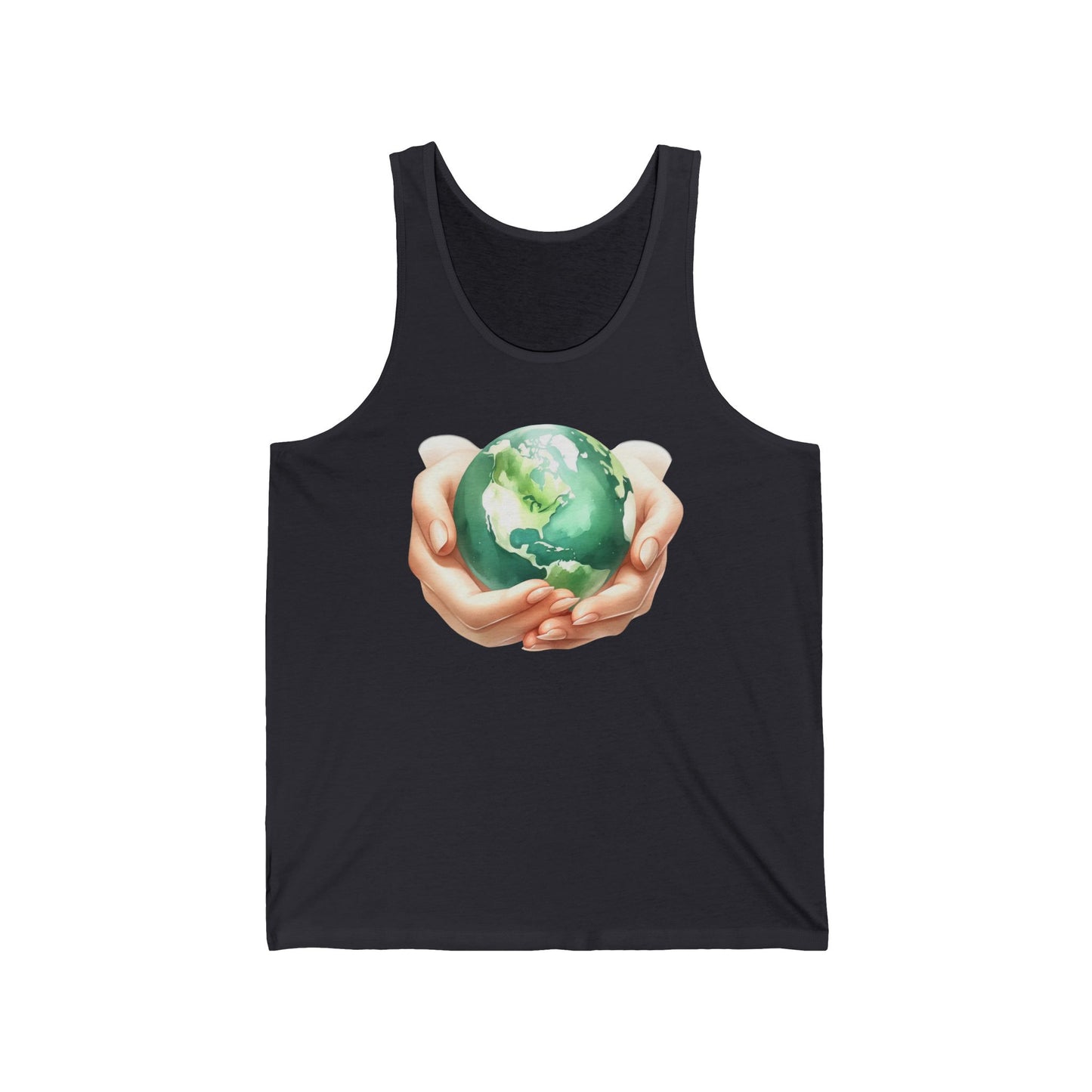 Unisex Jersey Tank with Earth Graphic - Eco-Friendly Apparel for Nature Lovers