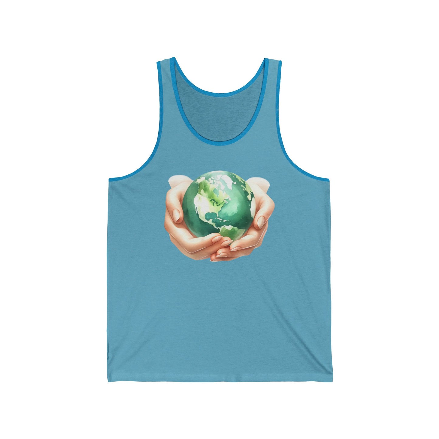 Unisex Jersey Tank with Earth Graphic - Eco-Friendly Apparel for Nature Lovers