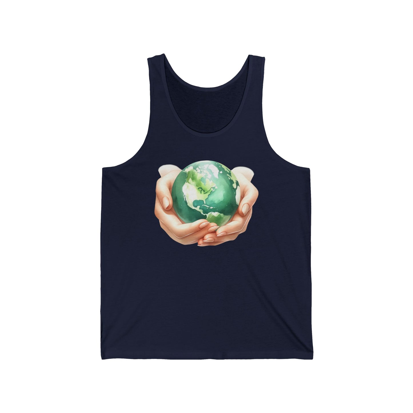 Unisex Jersey Tank with Earth Graphic - Eco-Friendly Apparel for Nature Lovers
