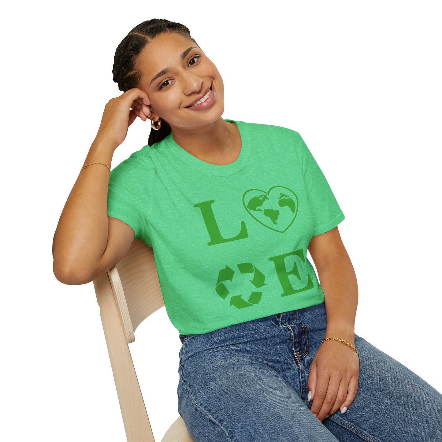 Eco-Friendly Love T-Shirt | Unisex Softstyle Tee with Heart and Recycling Design