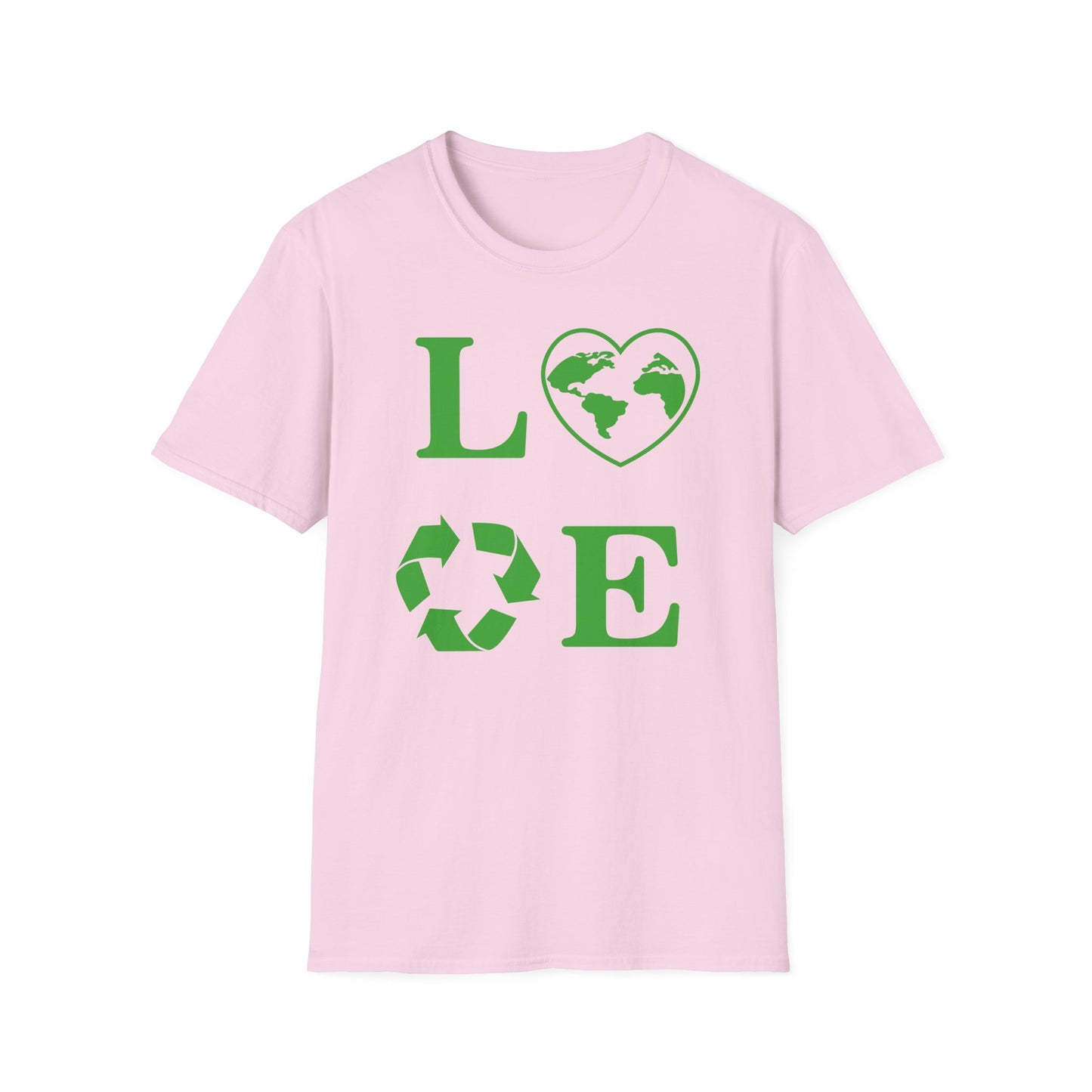 Eco-Friendly Love T-Shirt | Unisex Softstyle Tee with Heart and Recycling Design