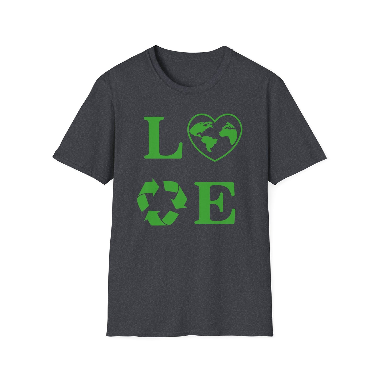 Eco-Friendly Love T-Shirt | Unisex Softstyle Tee with Heart and Recycling Design