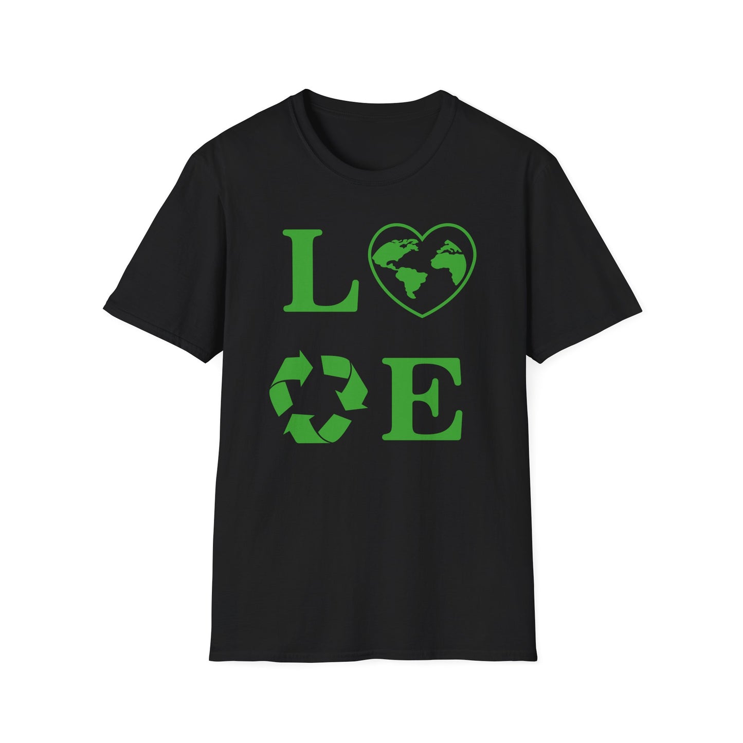 Eco-Friendly Love T-Shirt | Unisex Softstyle Tee with Heart and Recycling Design