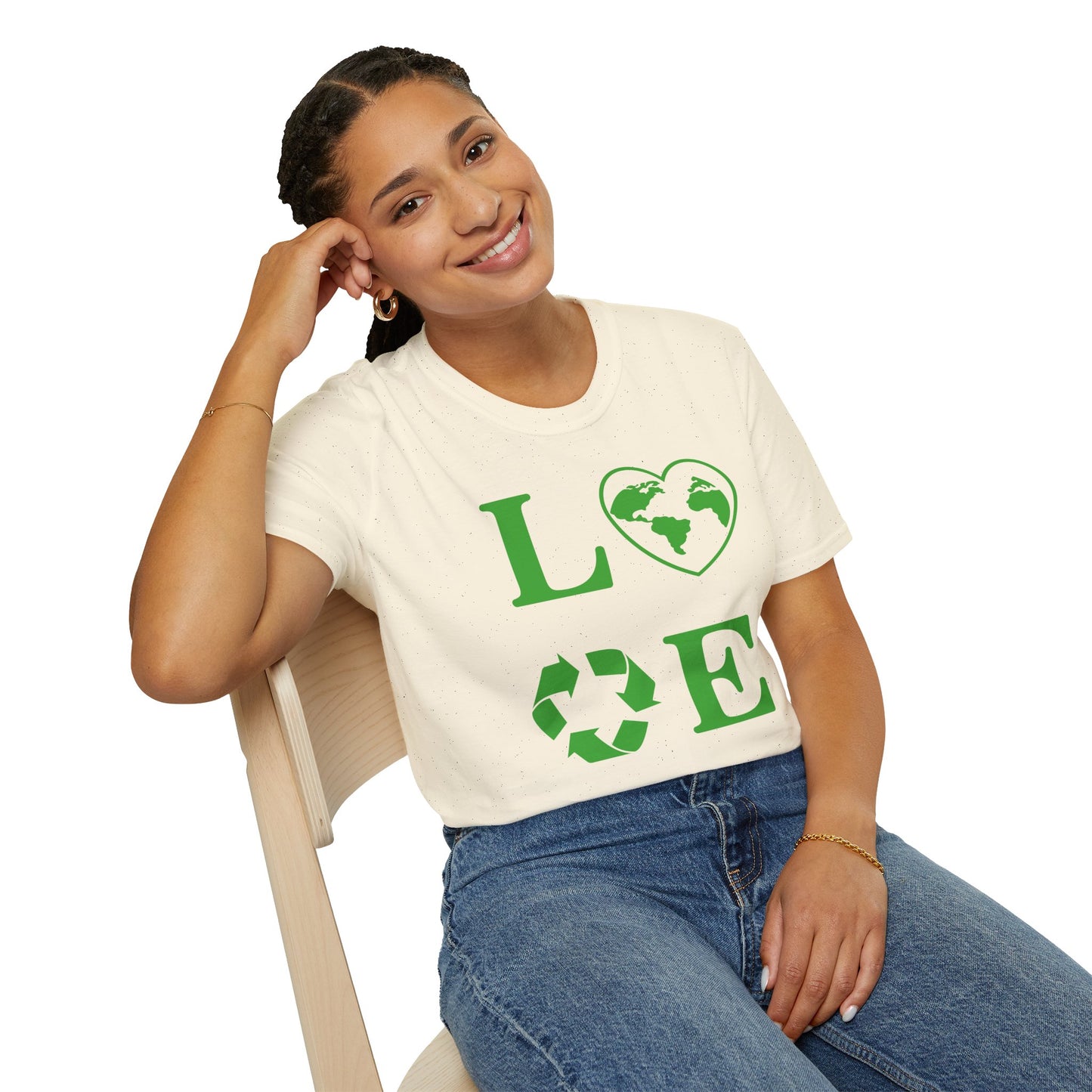 Eco-Friendly Love T-Shirt | Unisex Softstyle Tee with Heart and Recycling Design