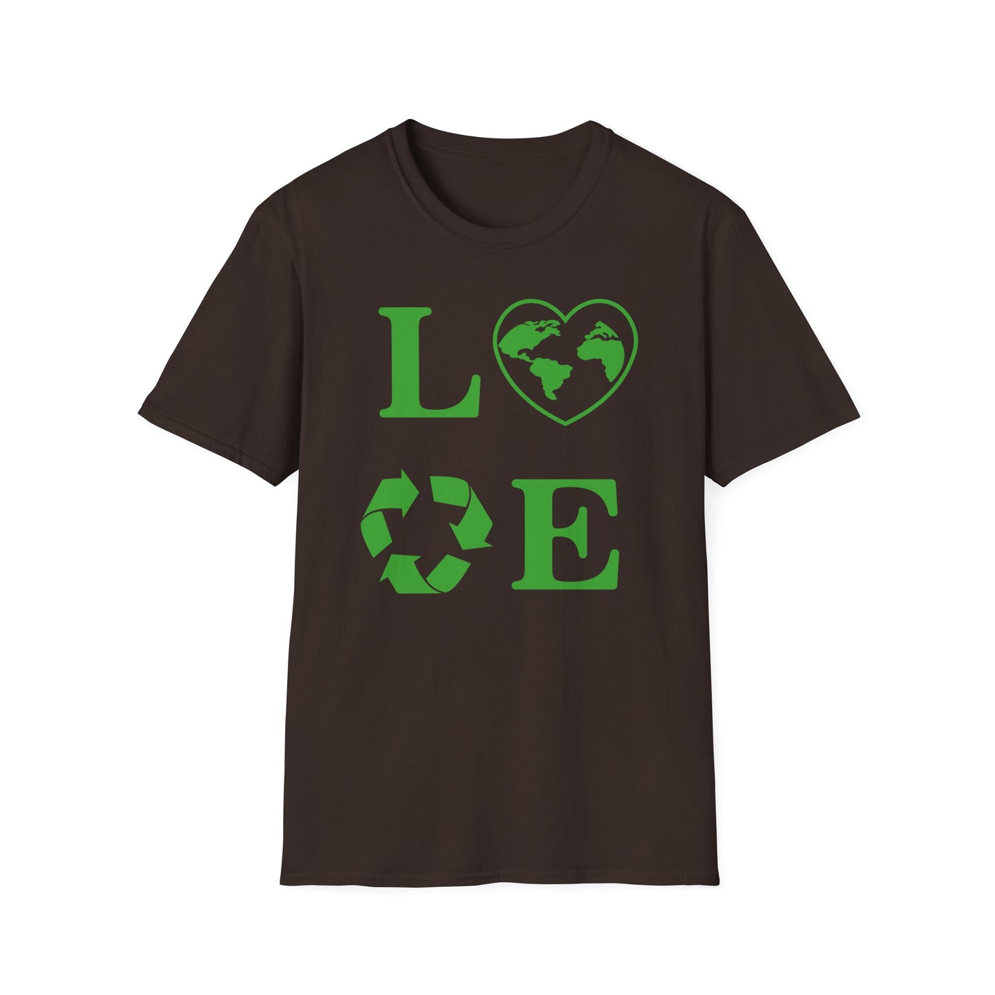 Eco-Friendly Love T-Shirt | Unisex Softstyle Tee with Heart and Recycling Design