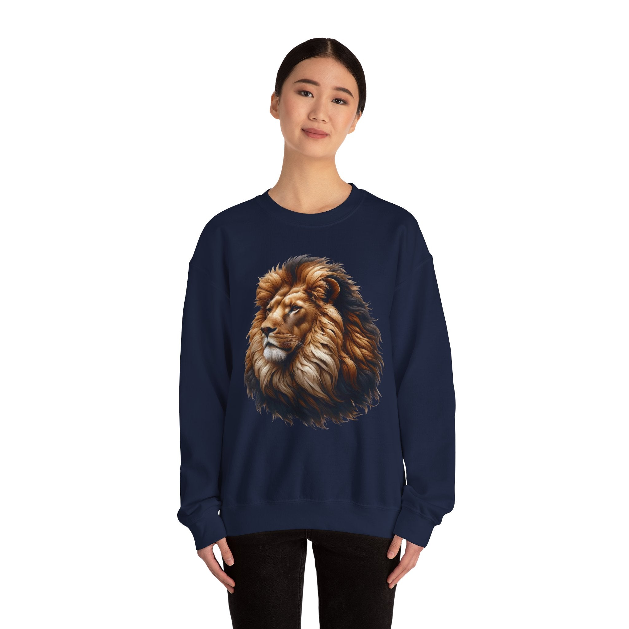 Lion Design Crewneck Sweatshirt - Relaxed Comfort for Animal Lovers