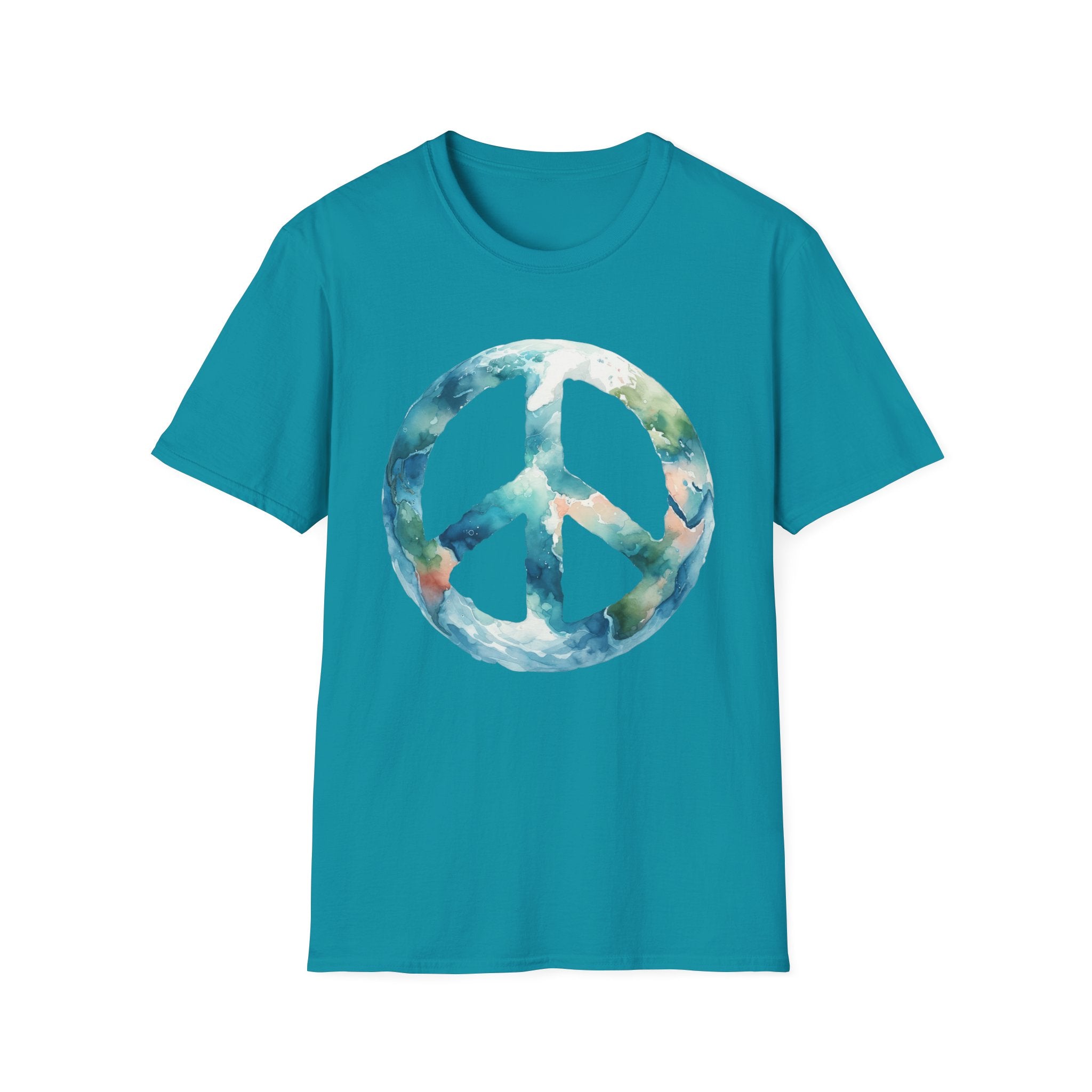 Earth Peace Sign Unisex T-Shirt - Watercolor Planet-Inspired
