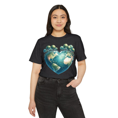 Eco-Friendly Heart Earth Unisex T-Shirt - Celebrate Nature & Sustainability