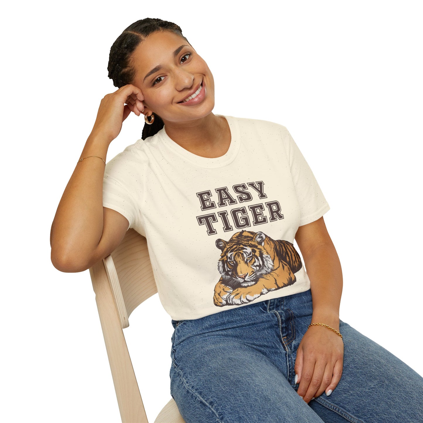 Easy Tiger Unisex Softstyle T-Shirt - Relaxed Graphic Tee for Animal Lovers