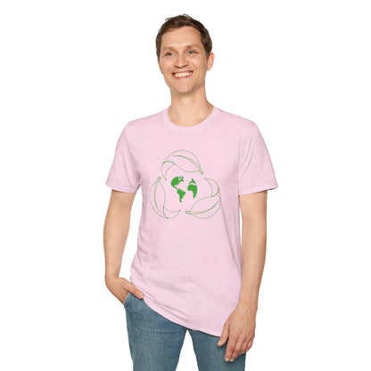 Eco-Friendly Unisex Softstyle T-Shirt with Earth & Leaf Design