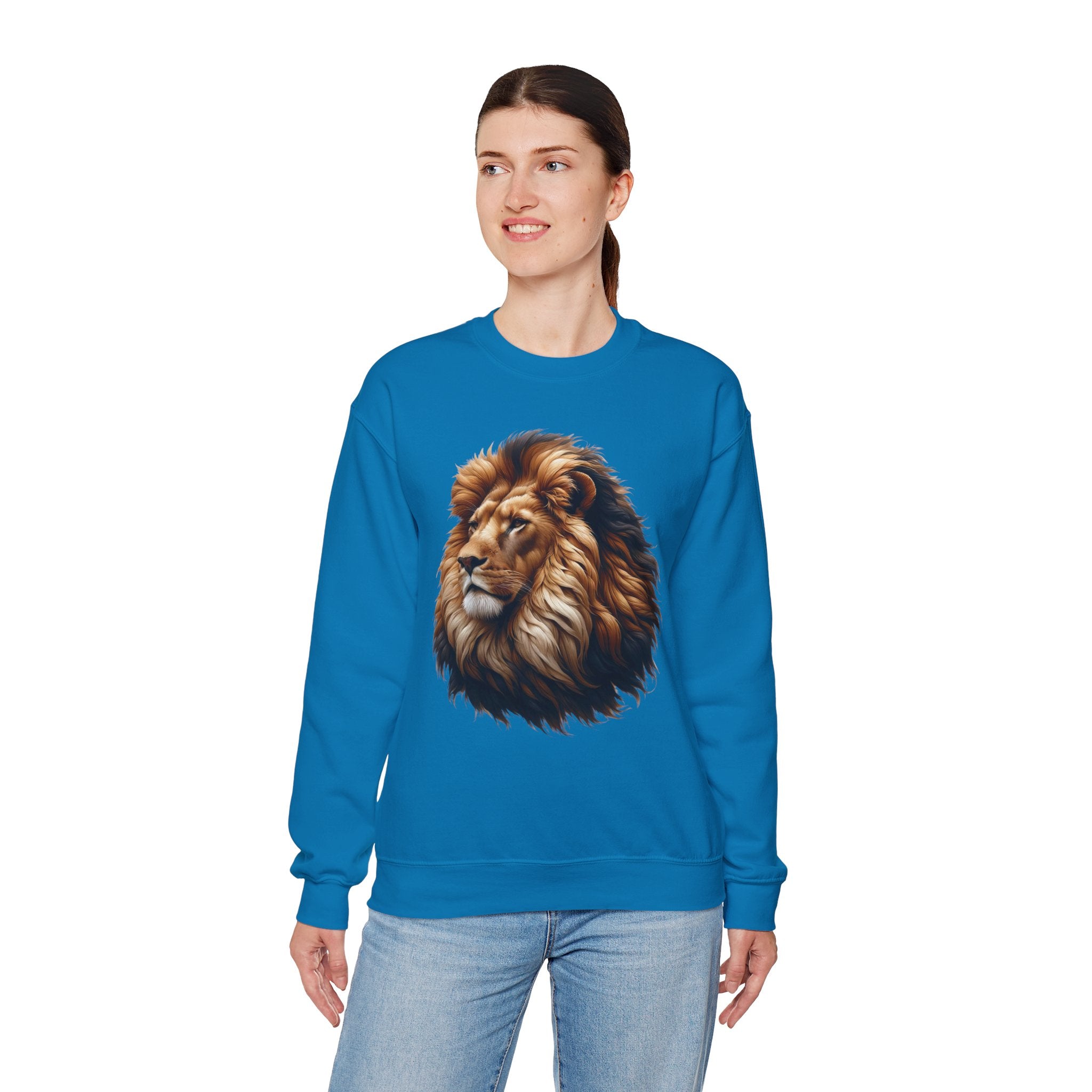 Lion Design Crewneck Sweatshirt - Relaxed Comfort for Animal Lovers