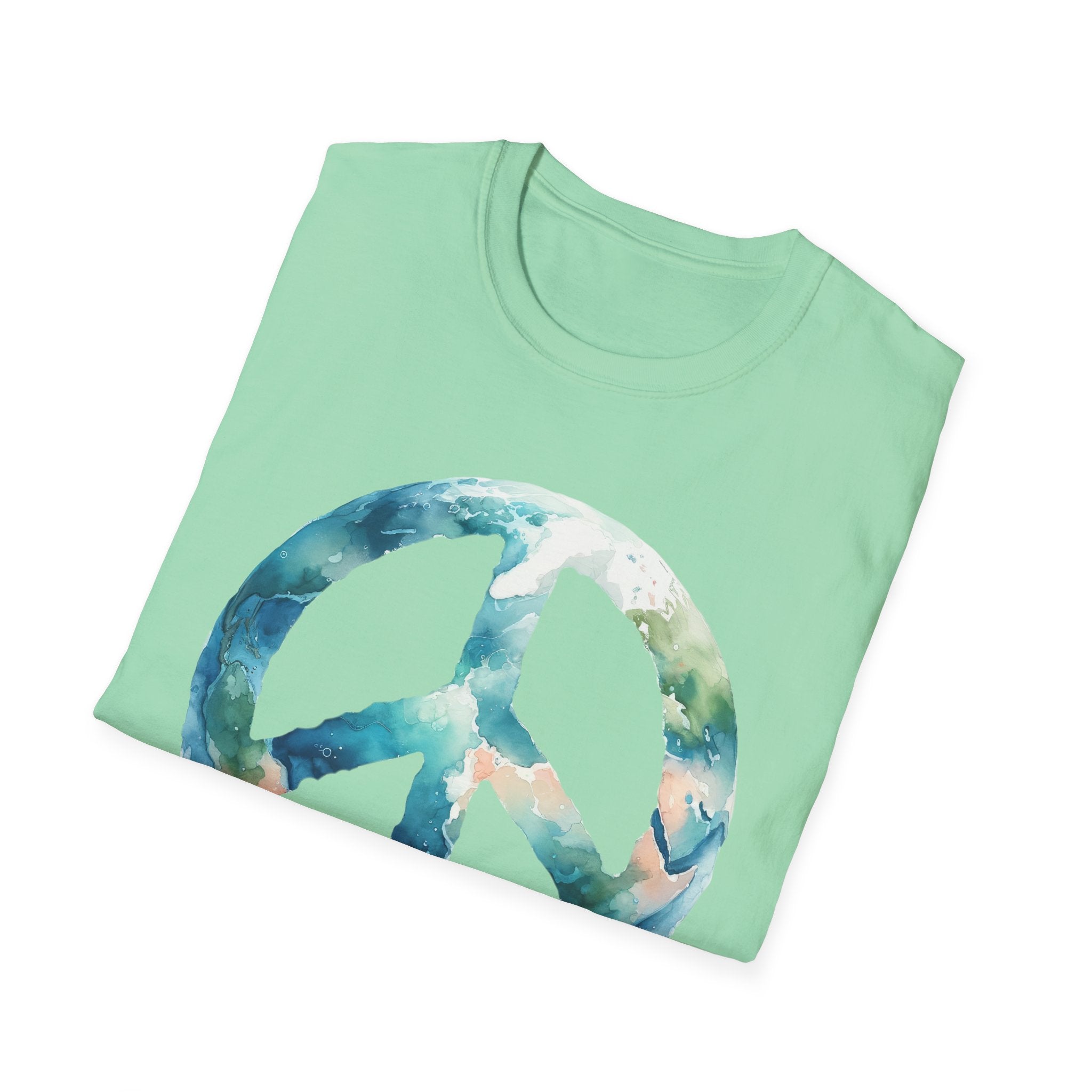 Earth Peace Sign Unisex T-Shirt - Watercolor Planet-Inspired