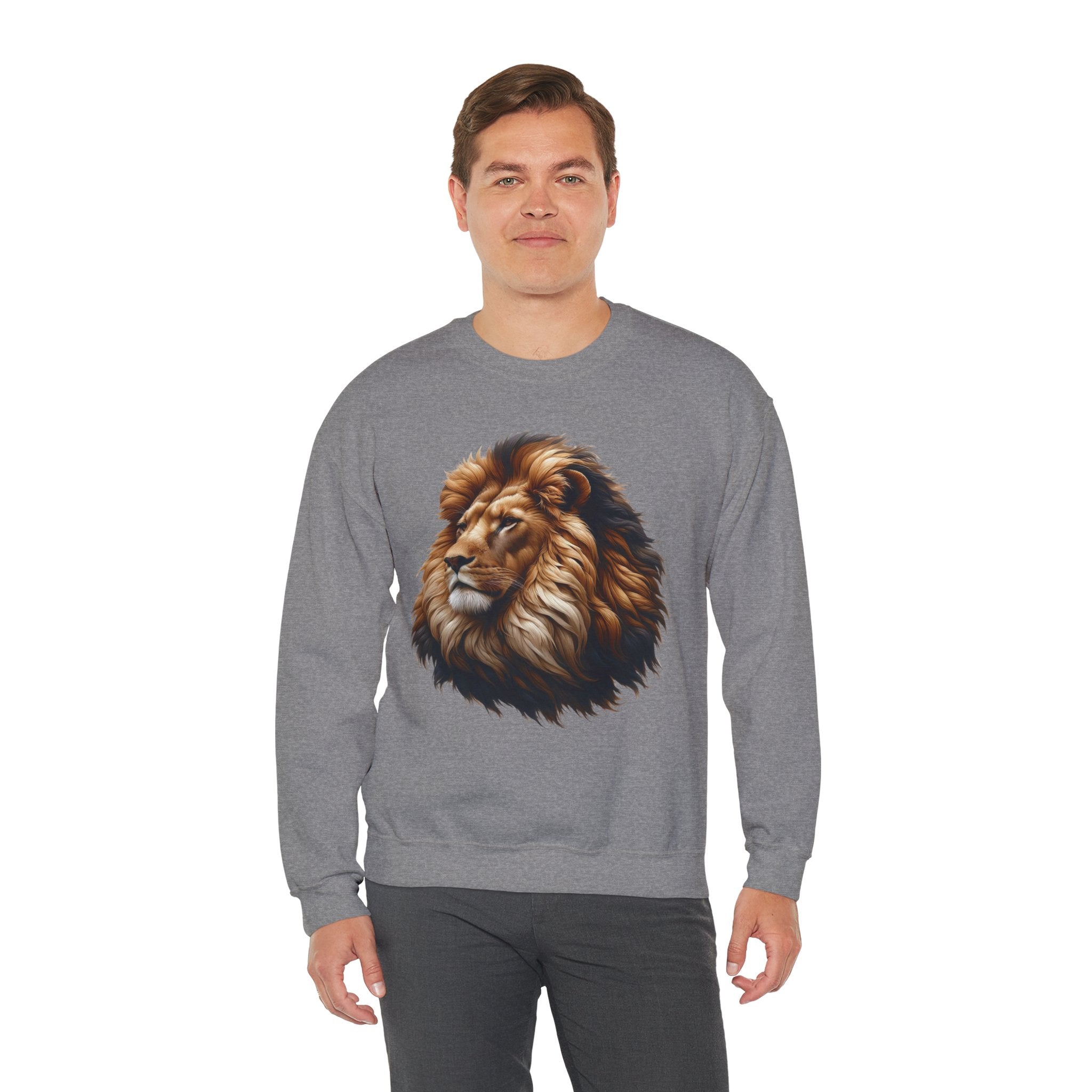 Lion Design Crewneck Sweatshirt - Relaxed Comfort for Animal Lovers