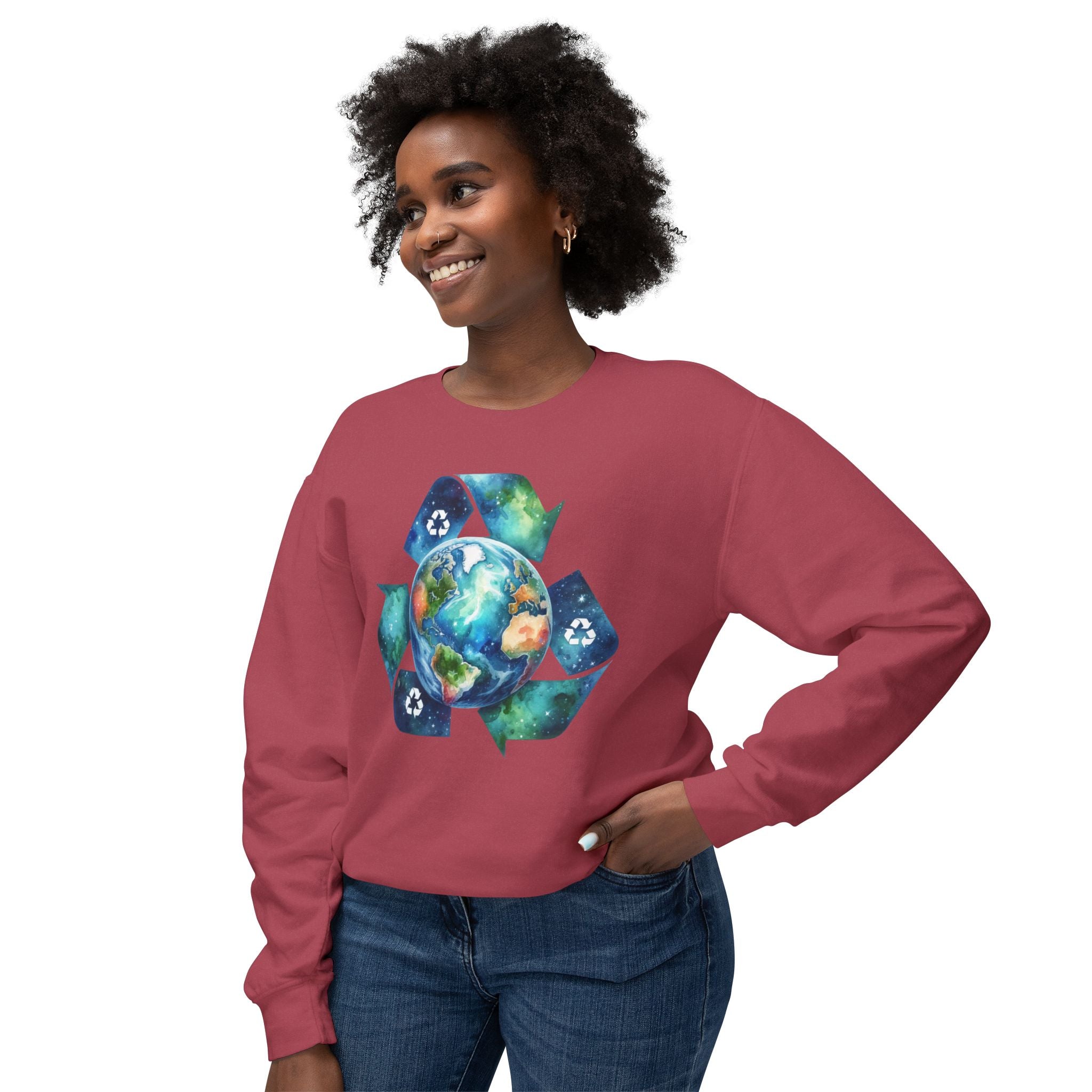 Eco-Friendly Earth Design Unisex Lightweight Crewneck Sweatshirt