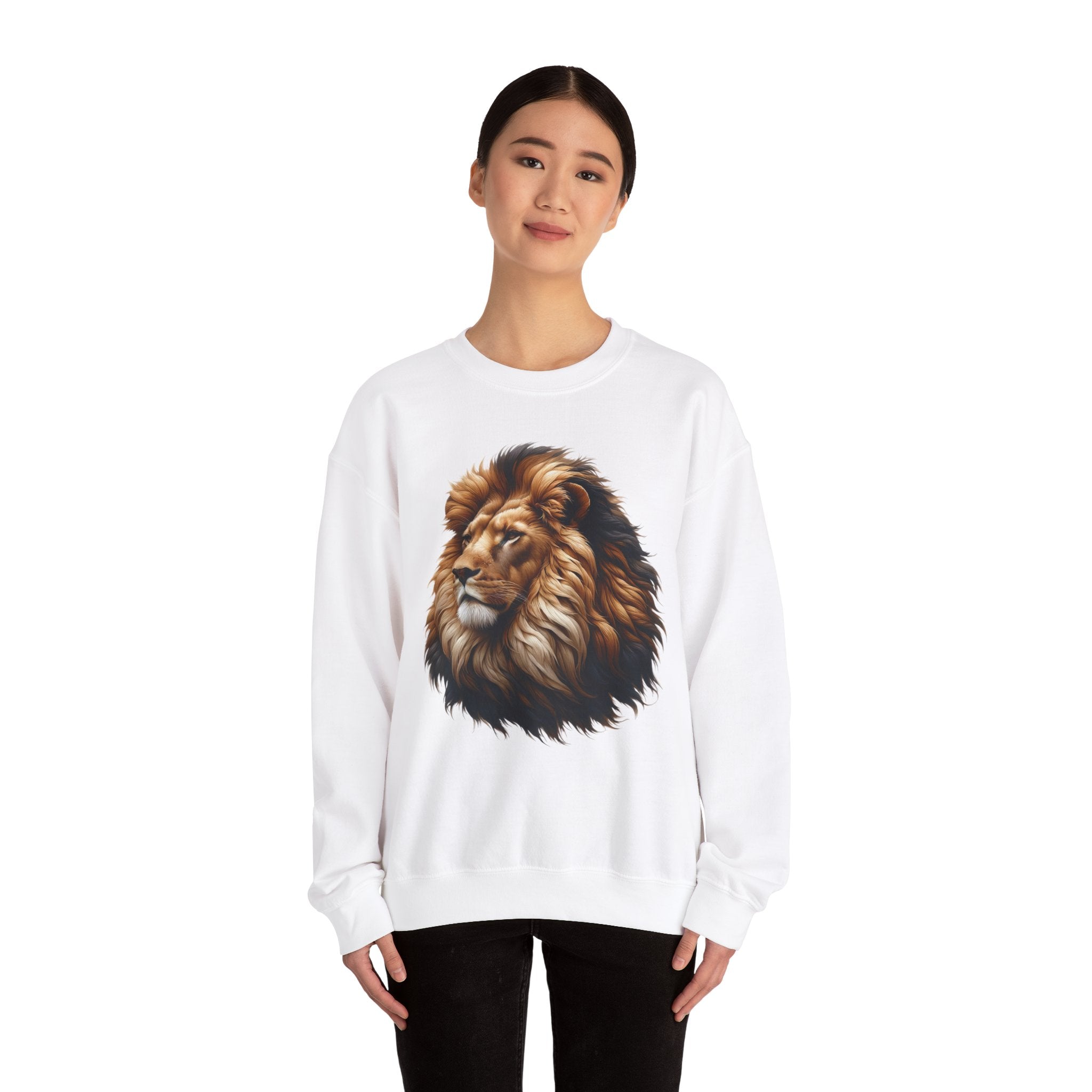 Lion Design Crewneck Sweatshirt - Relaxed Comfort for Animal Lovers