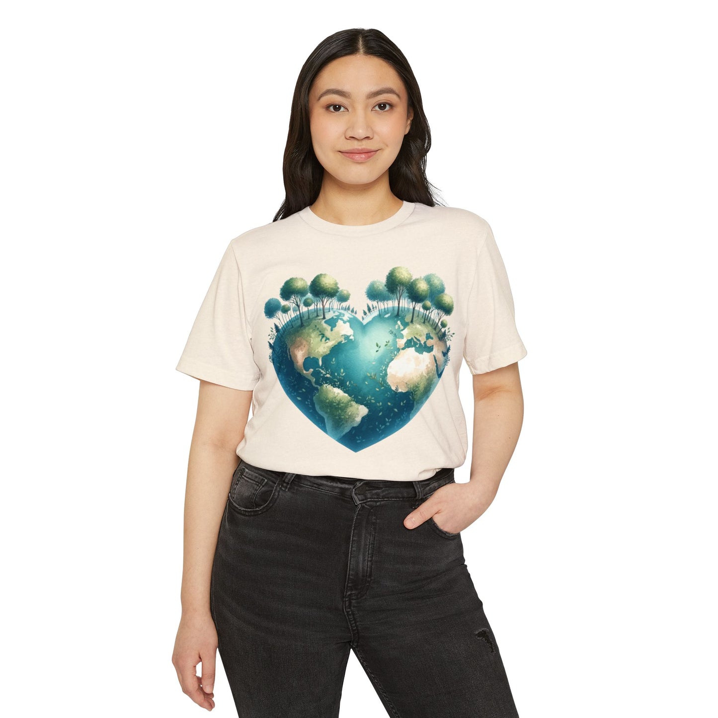 Eco-Friendly Heart Earth Unisex T-Shirt - Celebrate Nature & Sustainability