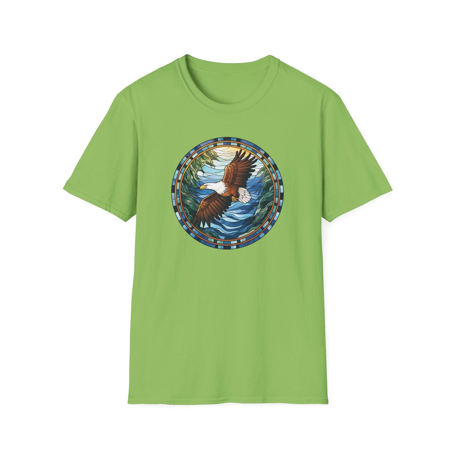 Eagle in Flight Unisex Softstyle T-Shirt - Nature-Inspired Graphic Tee for Outdoor Lovers