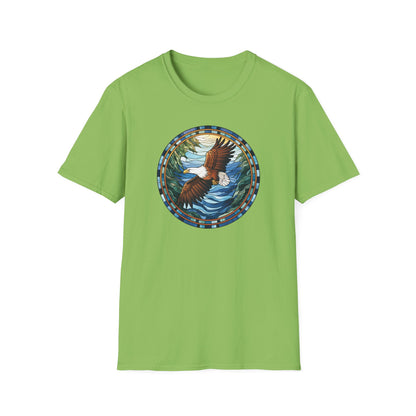 Eagle in Flight Unisex Softstyle T-Shirt - Nature-Inspired Graphic Tee for Outdoor Lovers