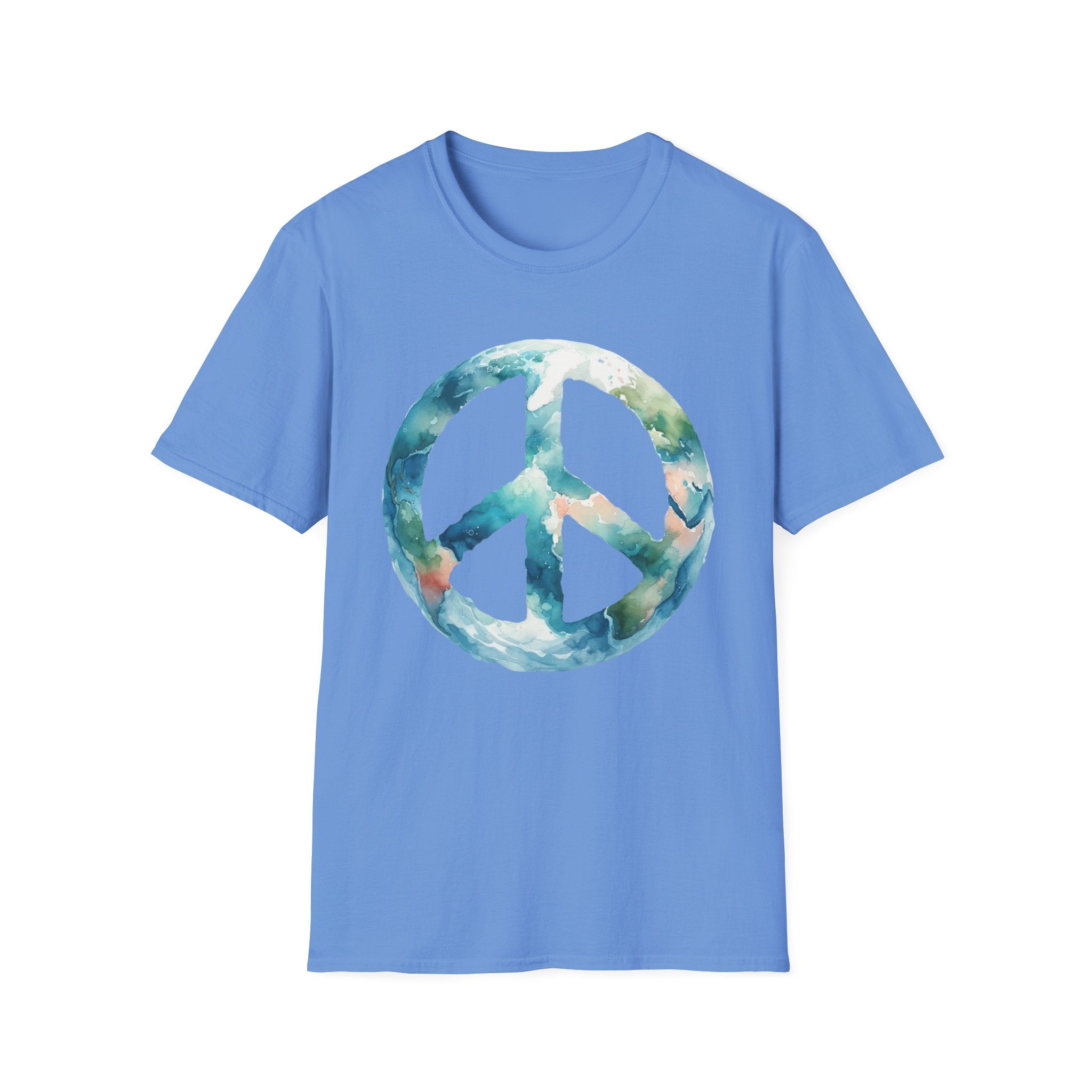 Earth Peace Sign Unisex T-Shirt - Watercolor Planet-Inspired