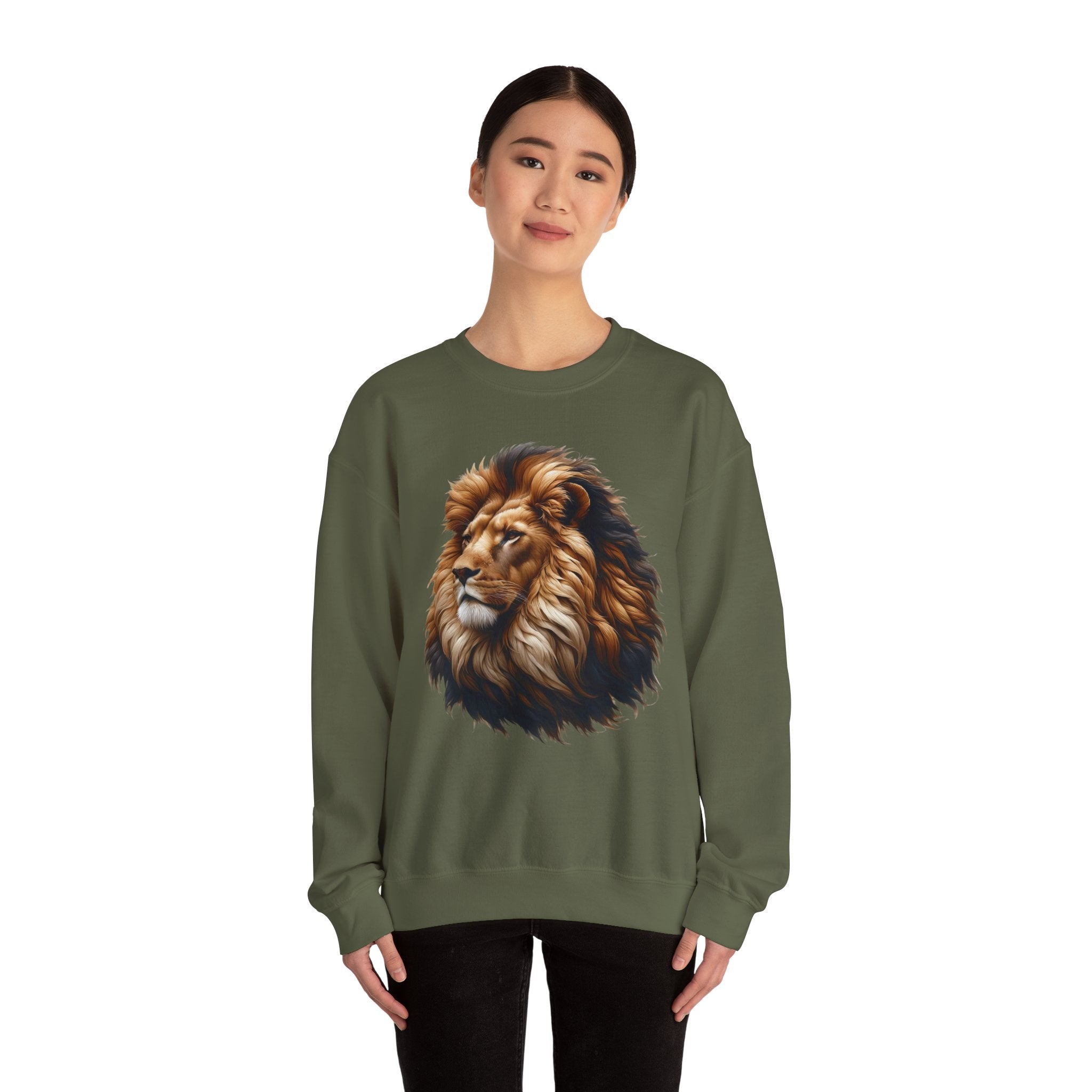 Lion Design Crewneck Sweatshirt - Relaxed Comfort for Animal Lovers