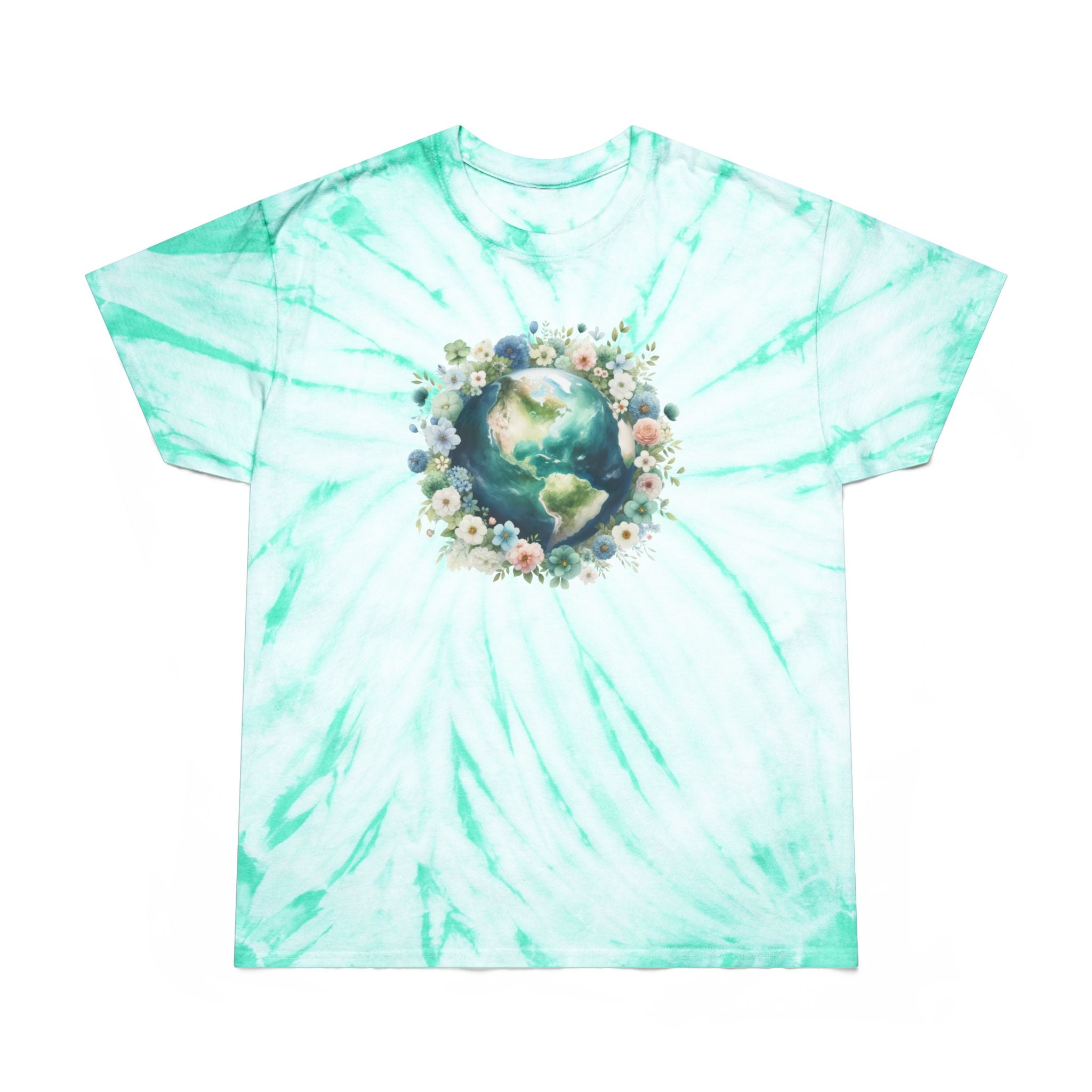 Earth Floral Tie-Dye Tee — Mint Cyclone Graphic T-Shirt
