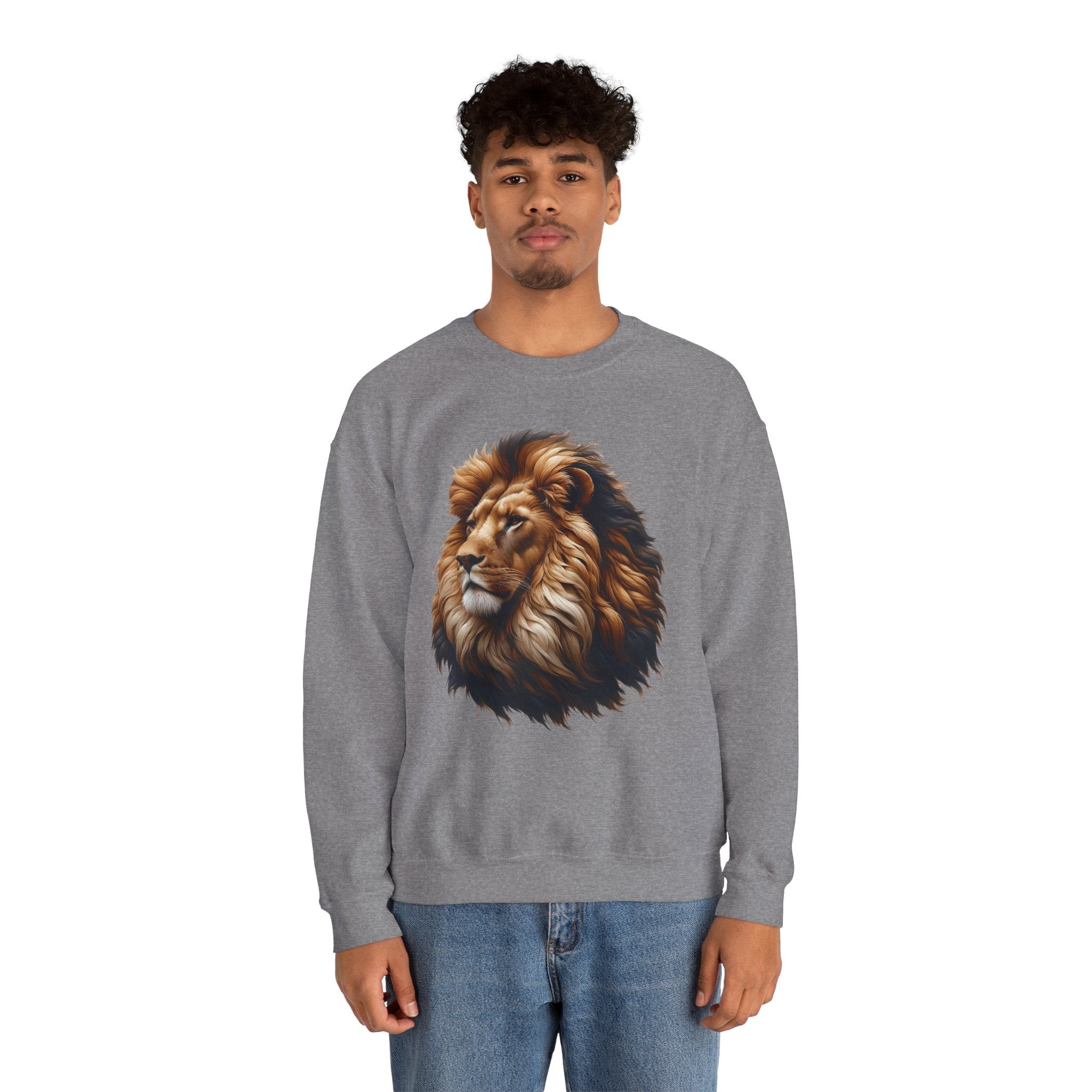 Lion Design Crewneck Sweatshirt - Relaxed Comfort for Animal Lovers