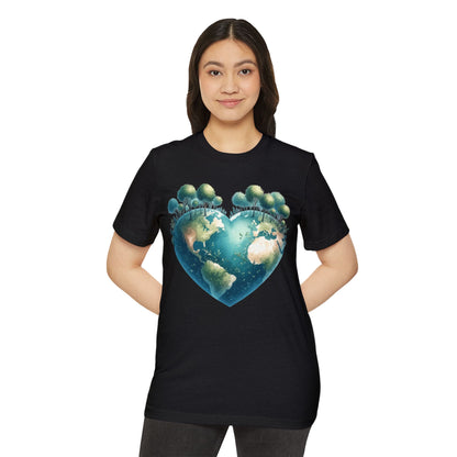 Eco-Friendly Heart Earth Unisex T-Shirt - Celebrate Nature & Sustainability