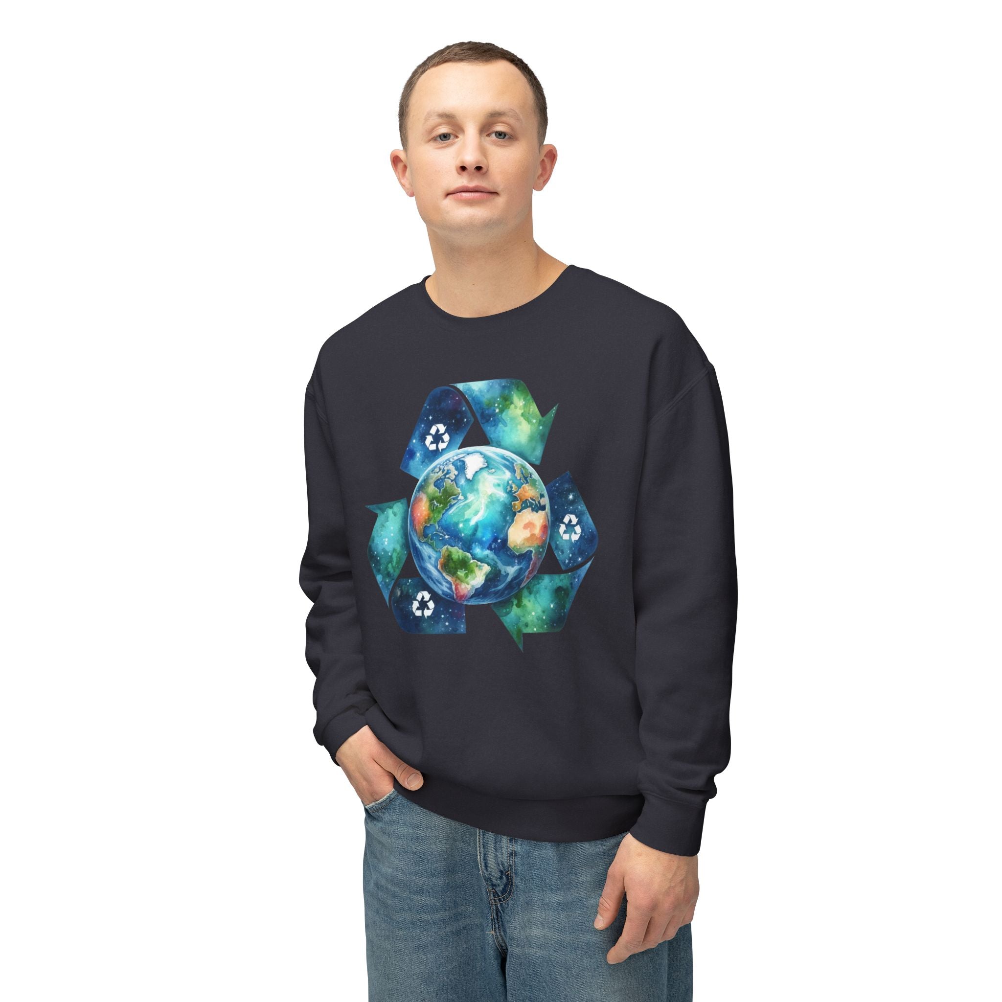 Eco-Friendly Earth Design Unisex Lightweight Crewneck Sweatshirt