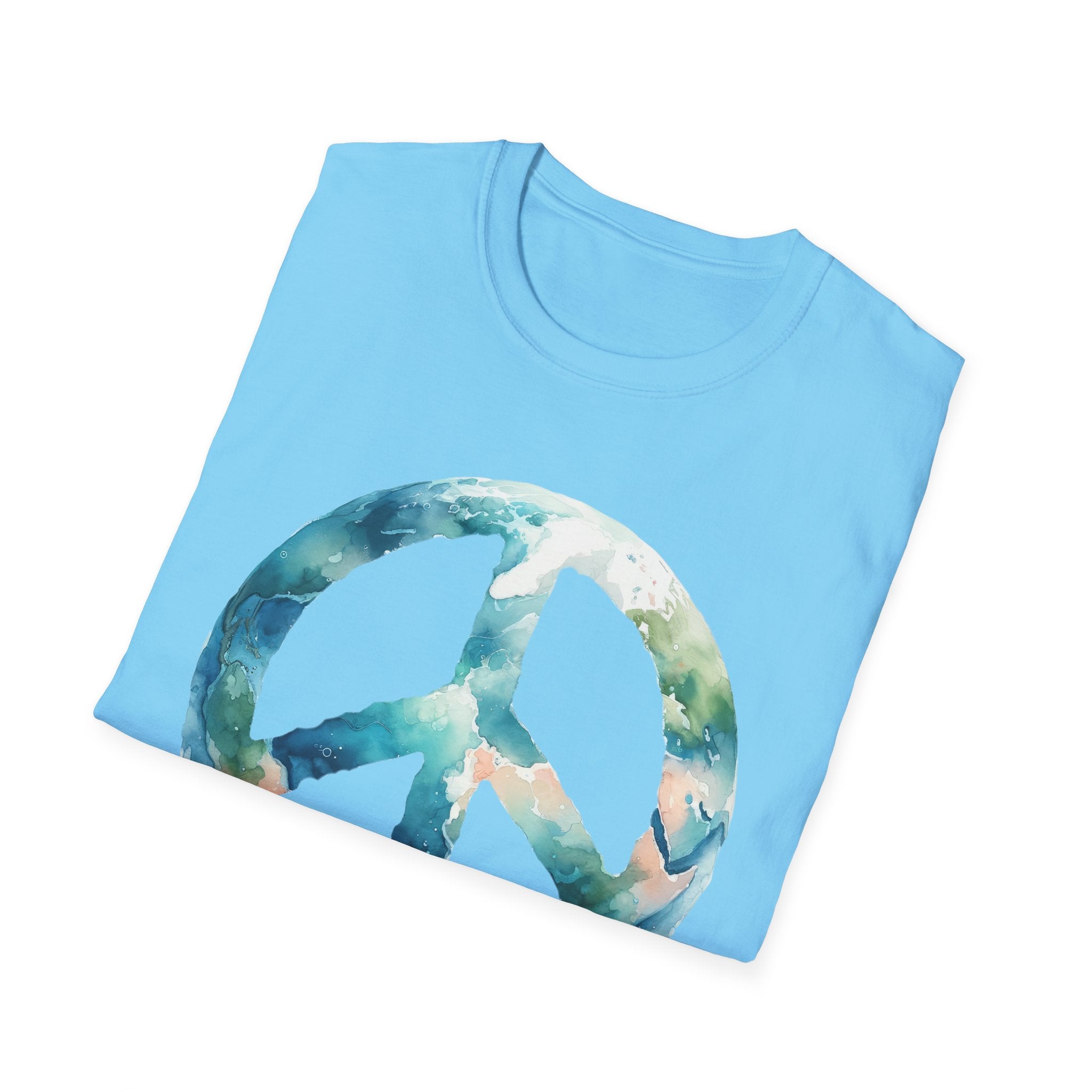 Earth Peace Sign Unisex T-Shirt - Watercolor Planet-Inspired