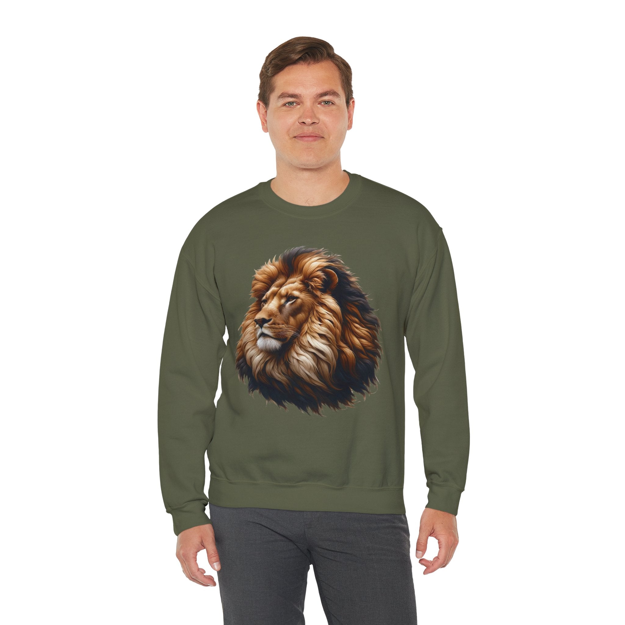 Lion Design Crewneck Sweatshirt - Relaxed Comfort for Animal Lovers