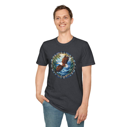 Eagle in Flight Unisex Softstyle T-Shirt - Nature-Inspired Graphic Tee for Outdoor Lovers