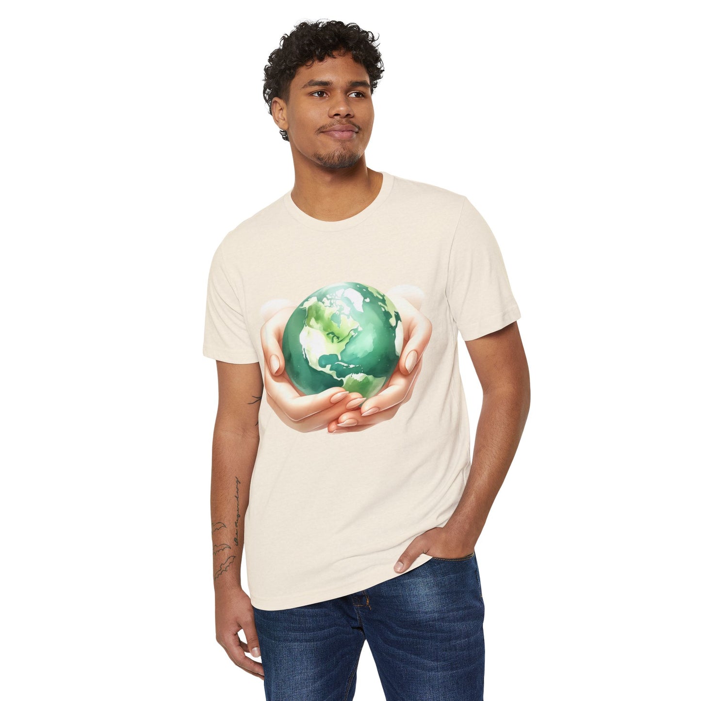 Eco Hands Holding Earth | Organic Earth Day T-Shirt