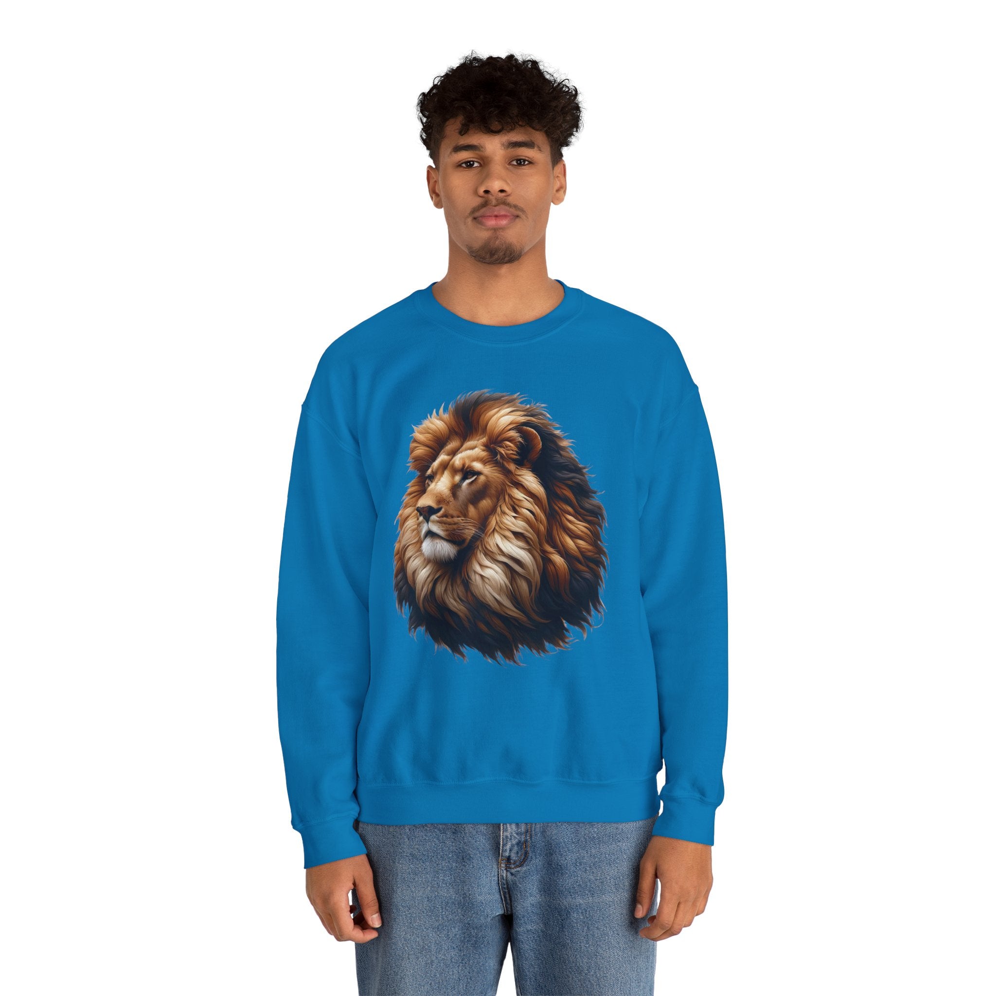 Lion Design Crewneck Sweatshirt - Relaxed Comfort for Animal Lovers