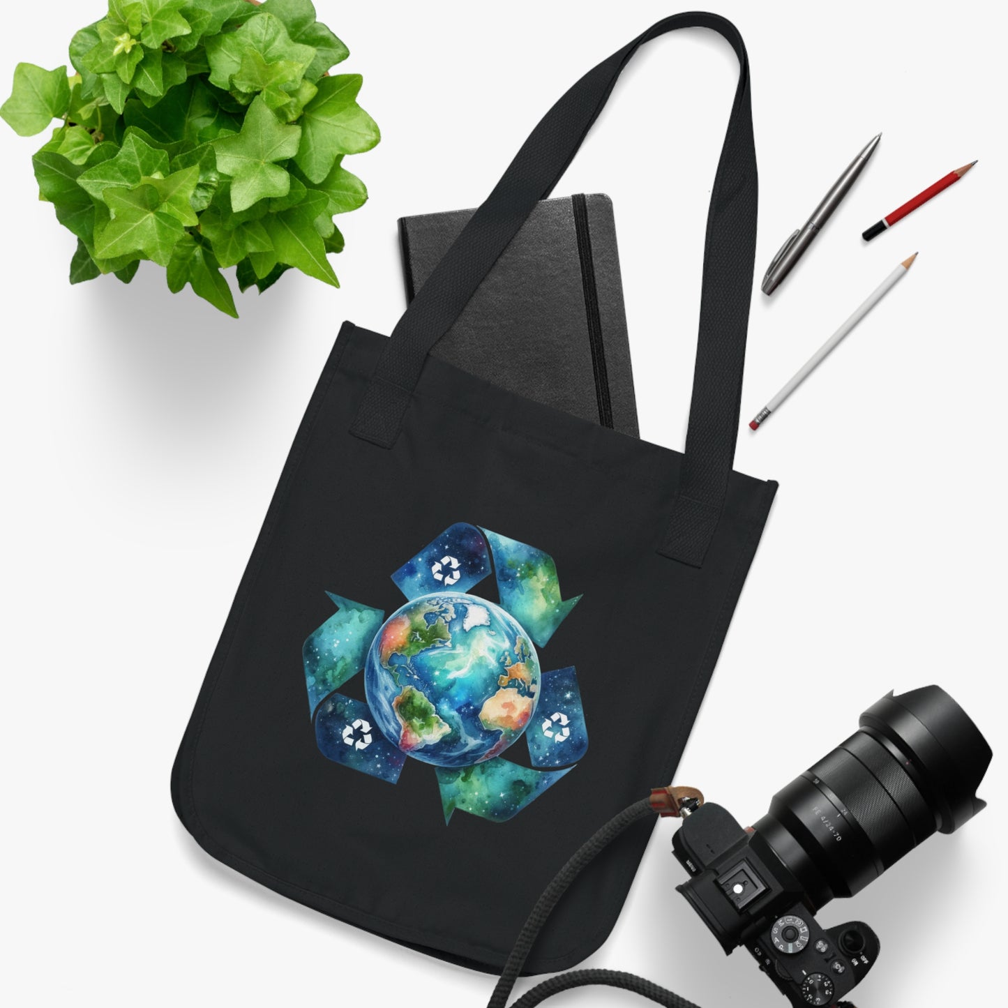 Eco-Friendly Organic Canvas Tote Bag - Recycle the Earth Design